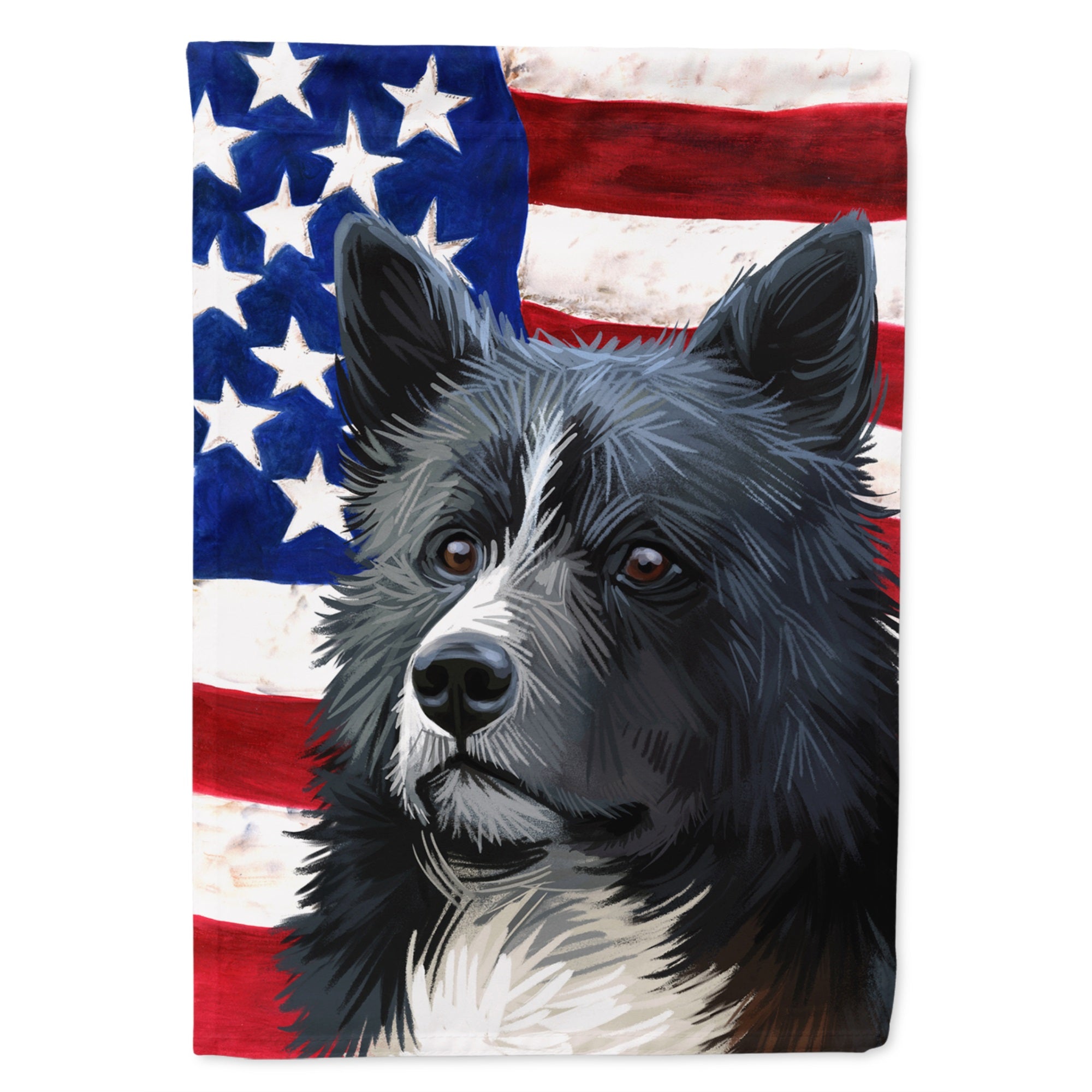Karelian Bear Dog American Flag Flag Garden Size