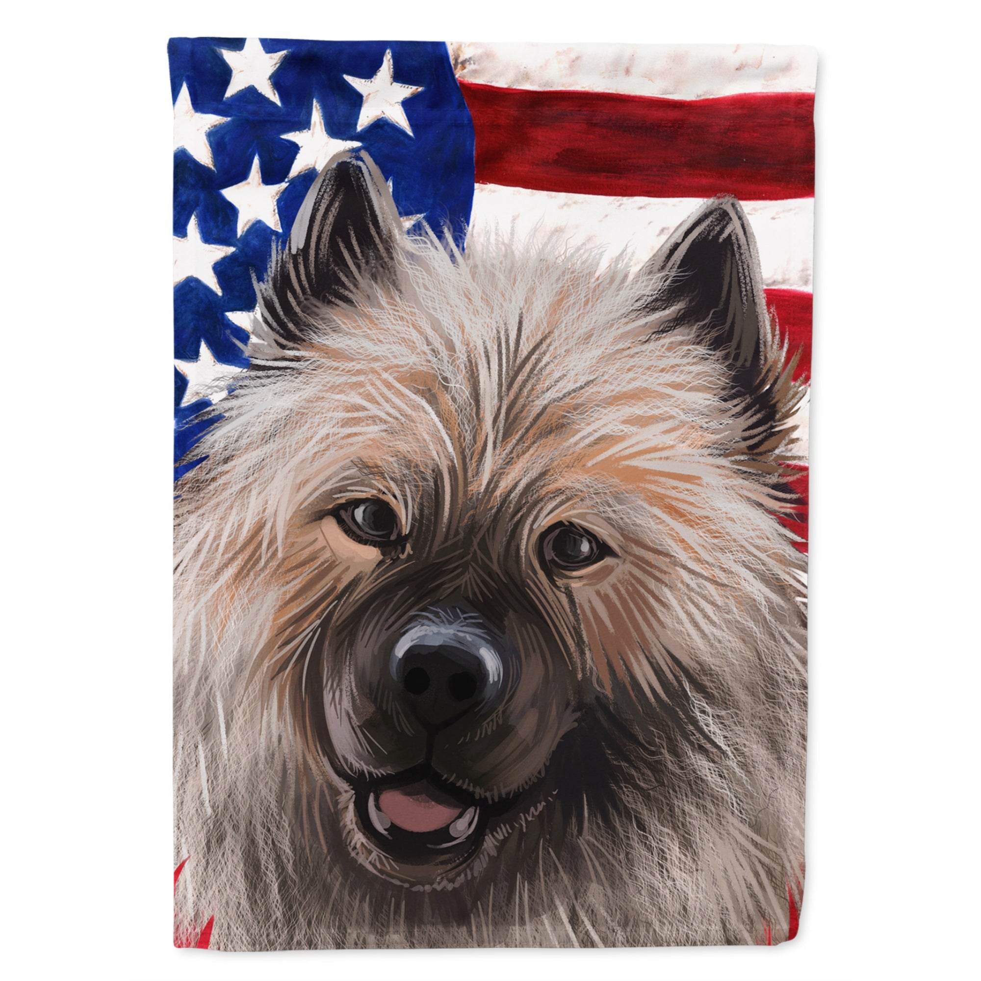 Keeshond American Flag Flag Garden Size