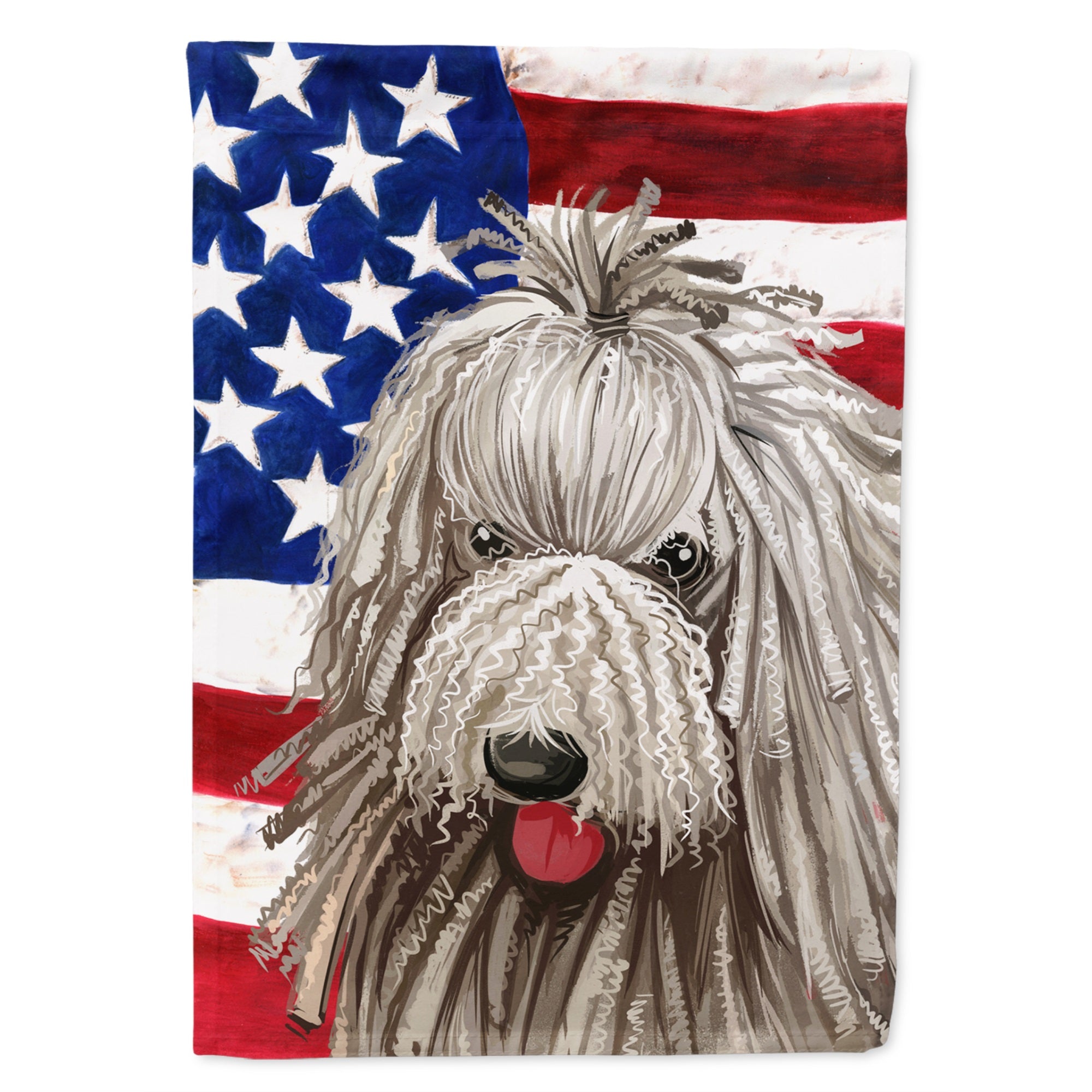 Komondor American Flag Flag Garden Size