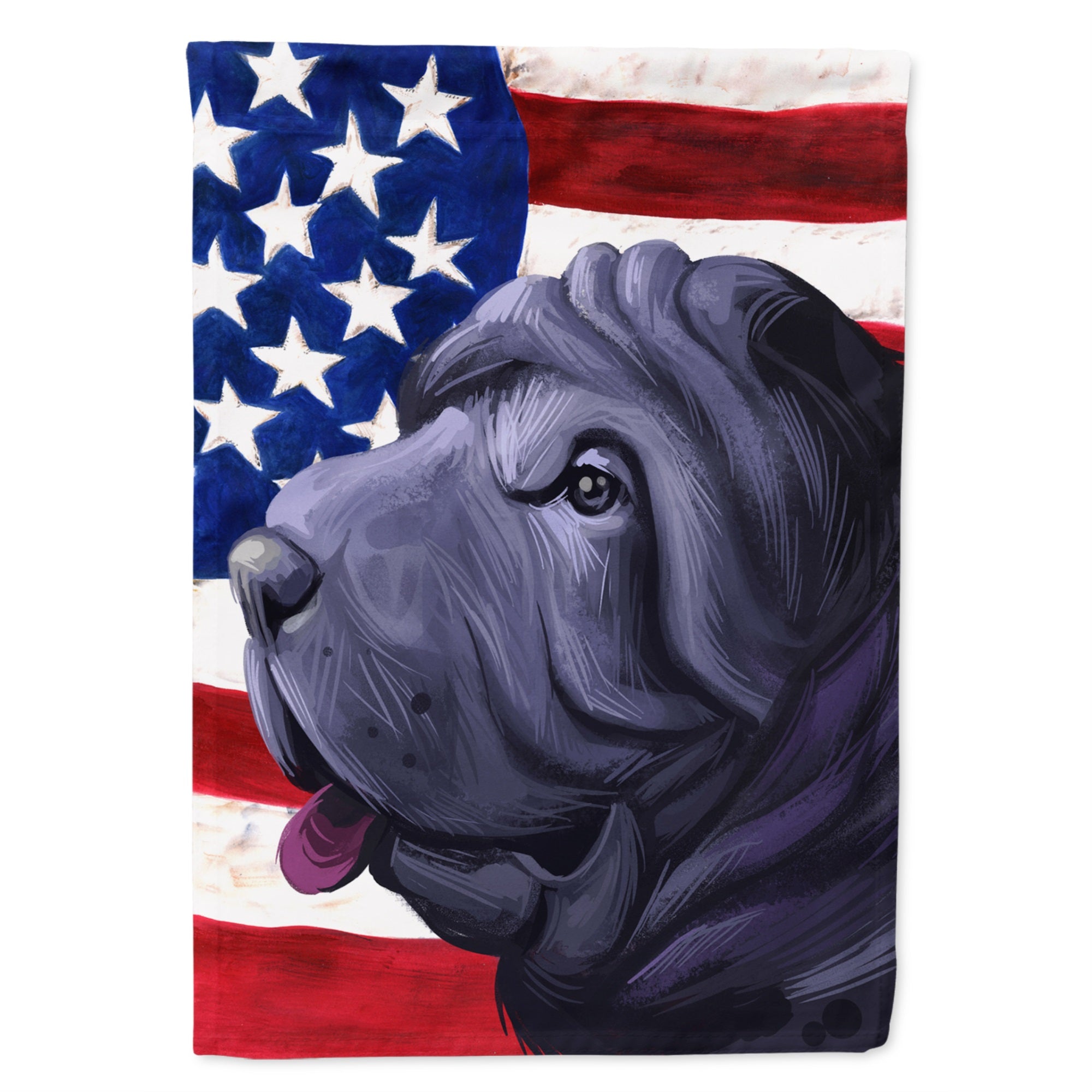 Miniature Shar Pei Dog American Flag Flag Garden Size