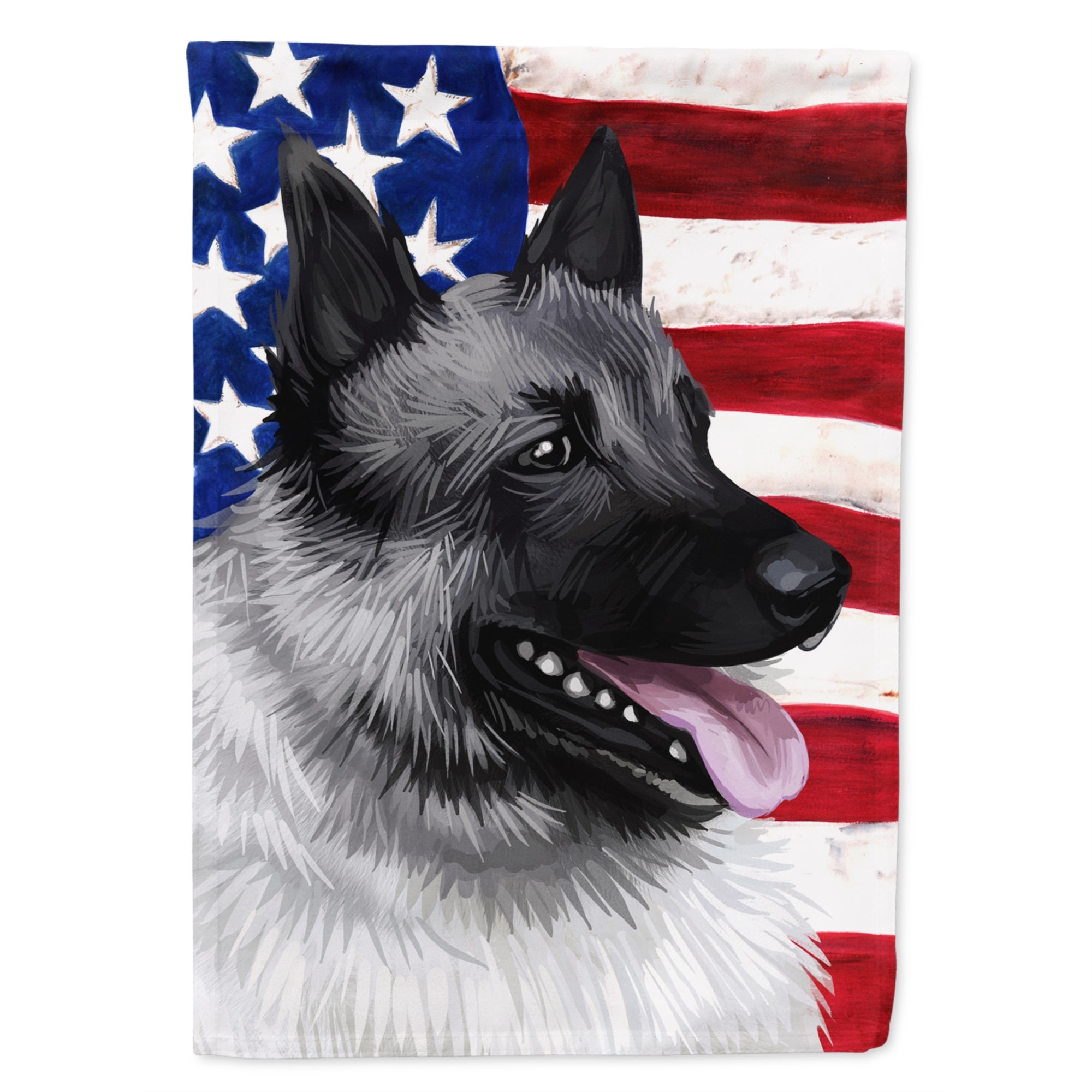 Norwegian Elkhound Dog American Flag Flag Garden Size