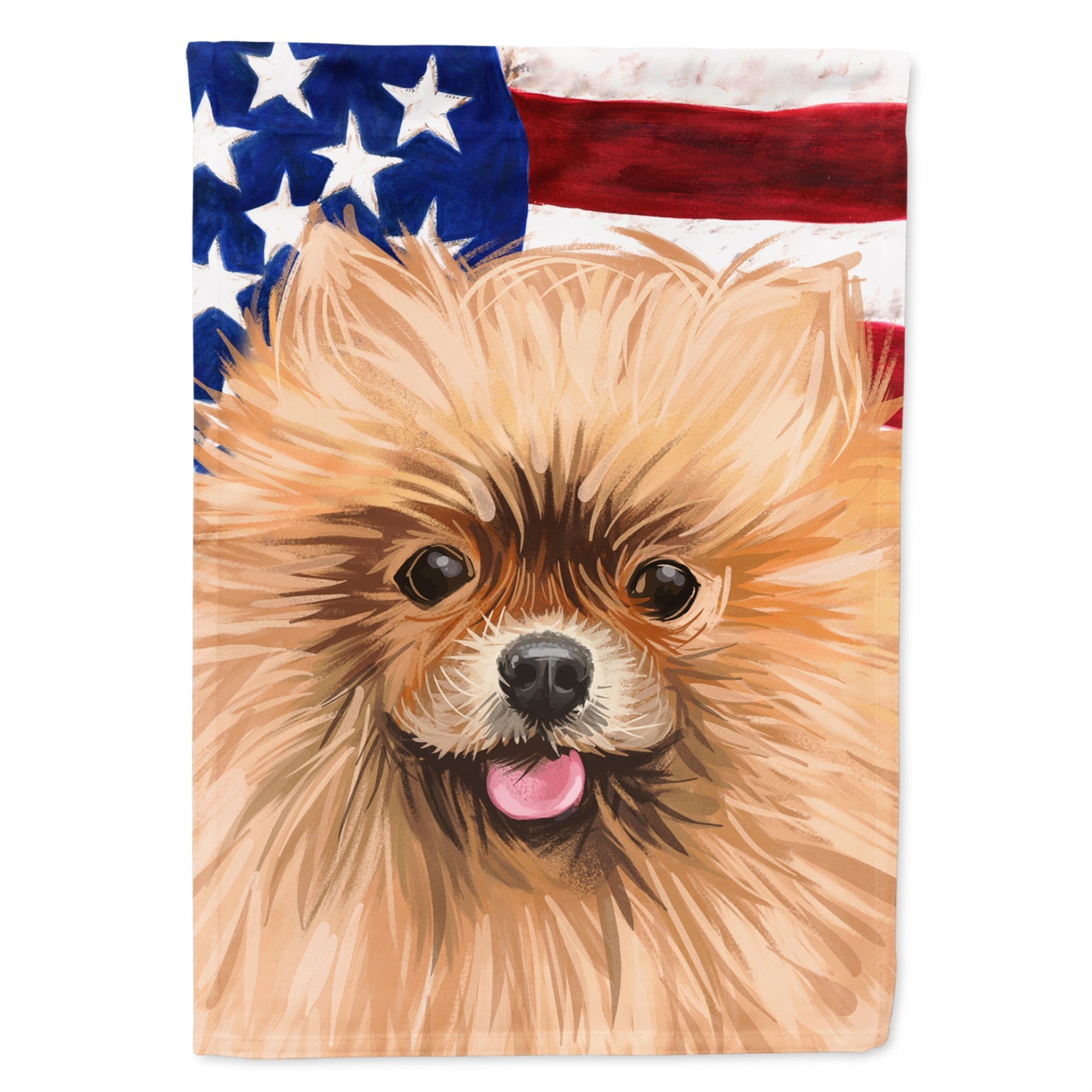 Pomeranian Dog American Flag Flag Garden Size