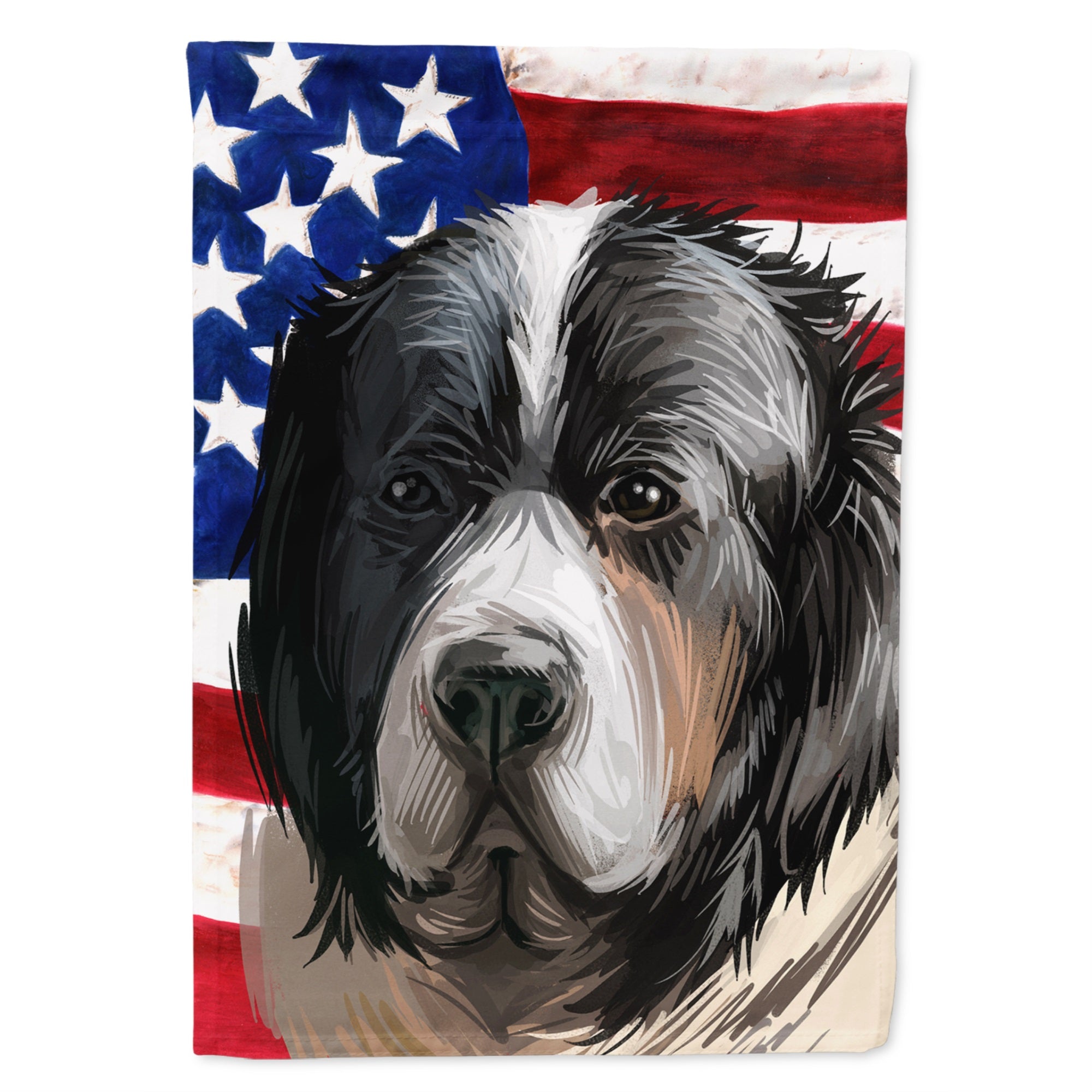 Pyrenean Mastiff Dog American Flag Flag Garden Size