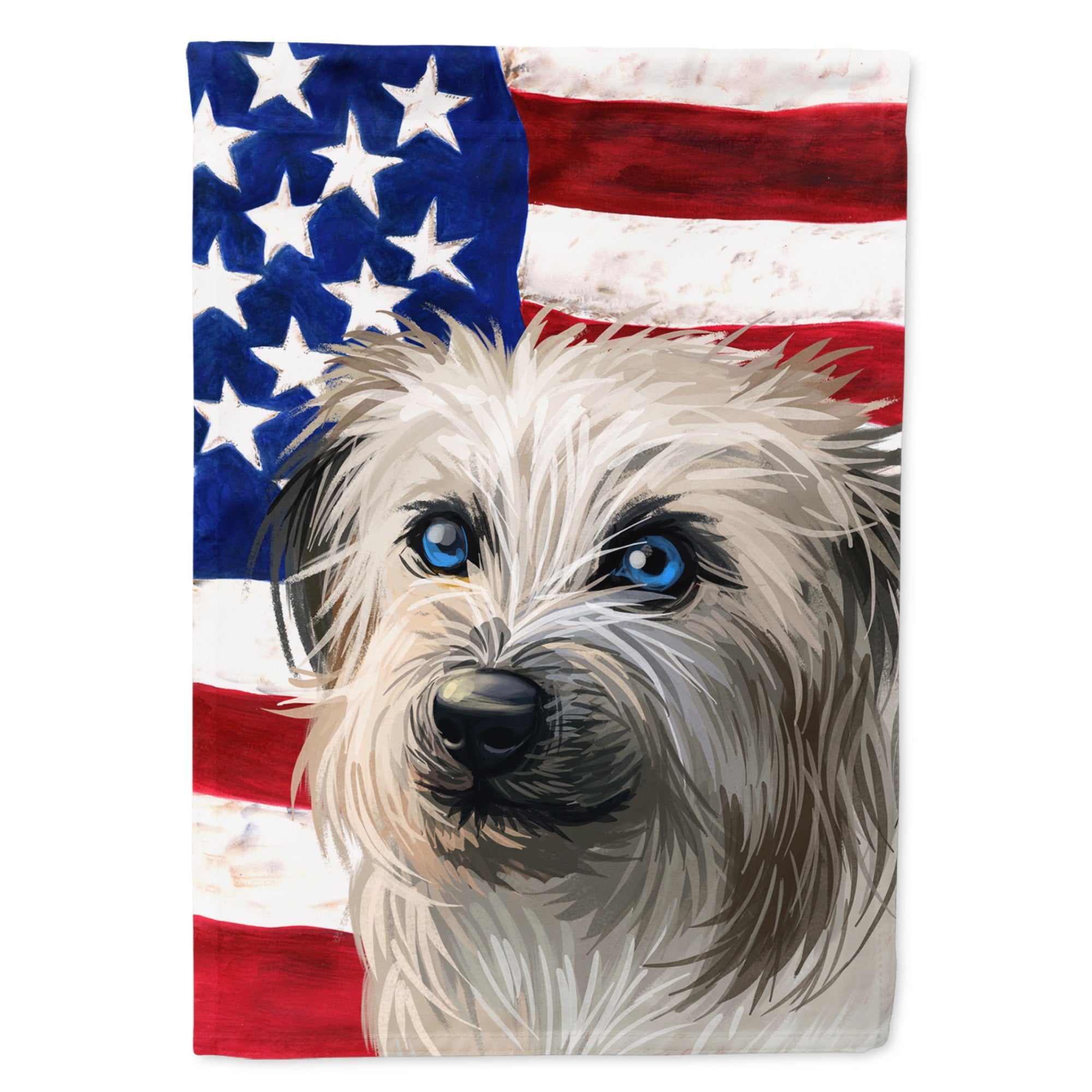Pyrenean Shepherd Dog American Flag Flag Garden Size