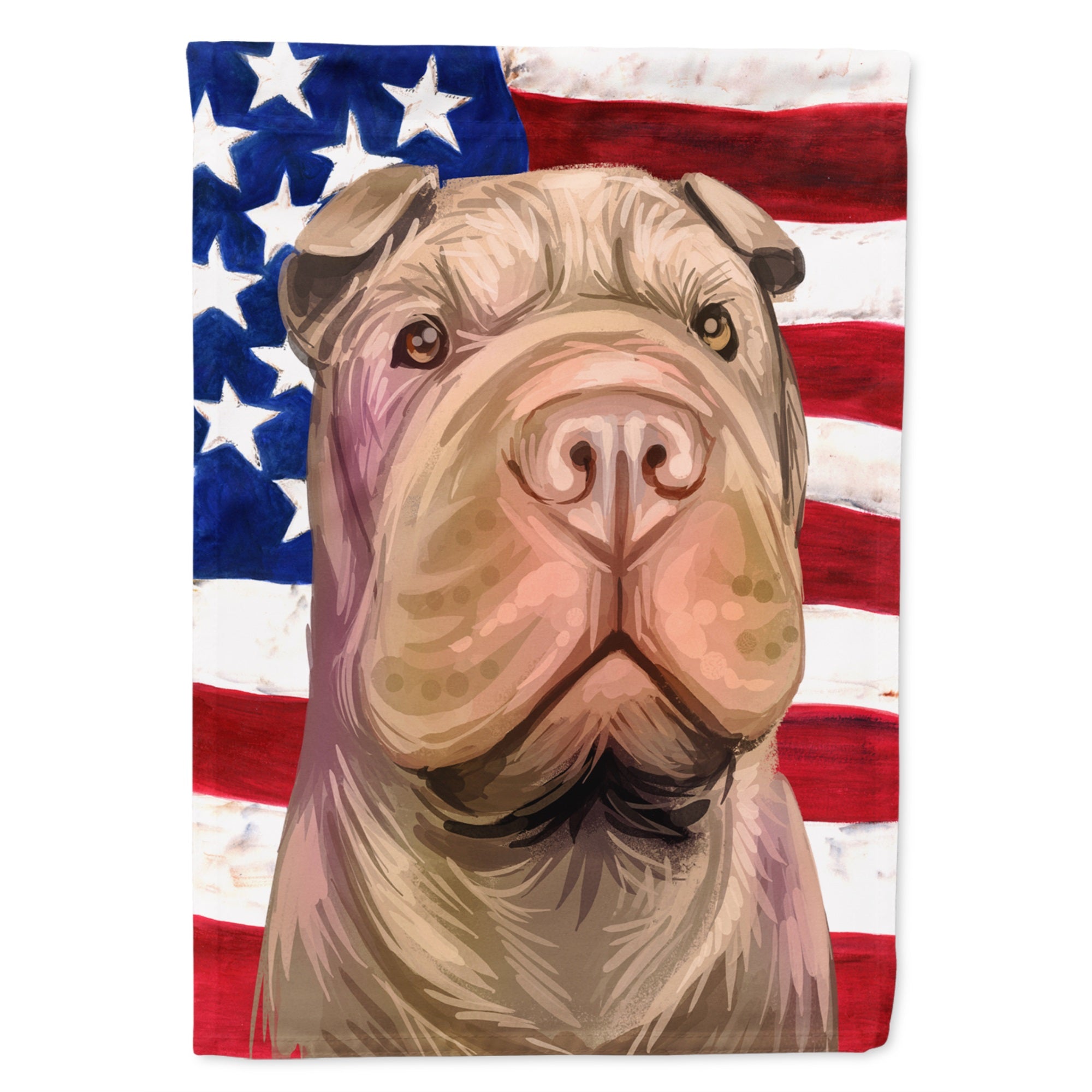 Shar Pei Dog American Flag Flag Garden Size