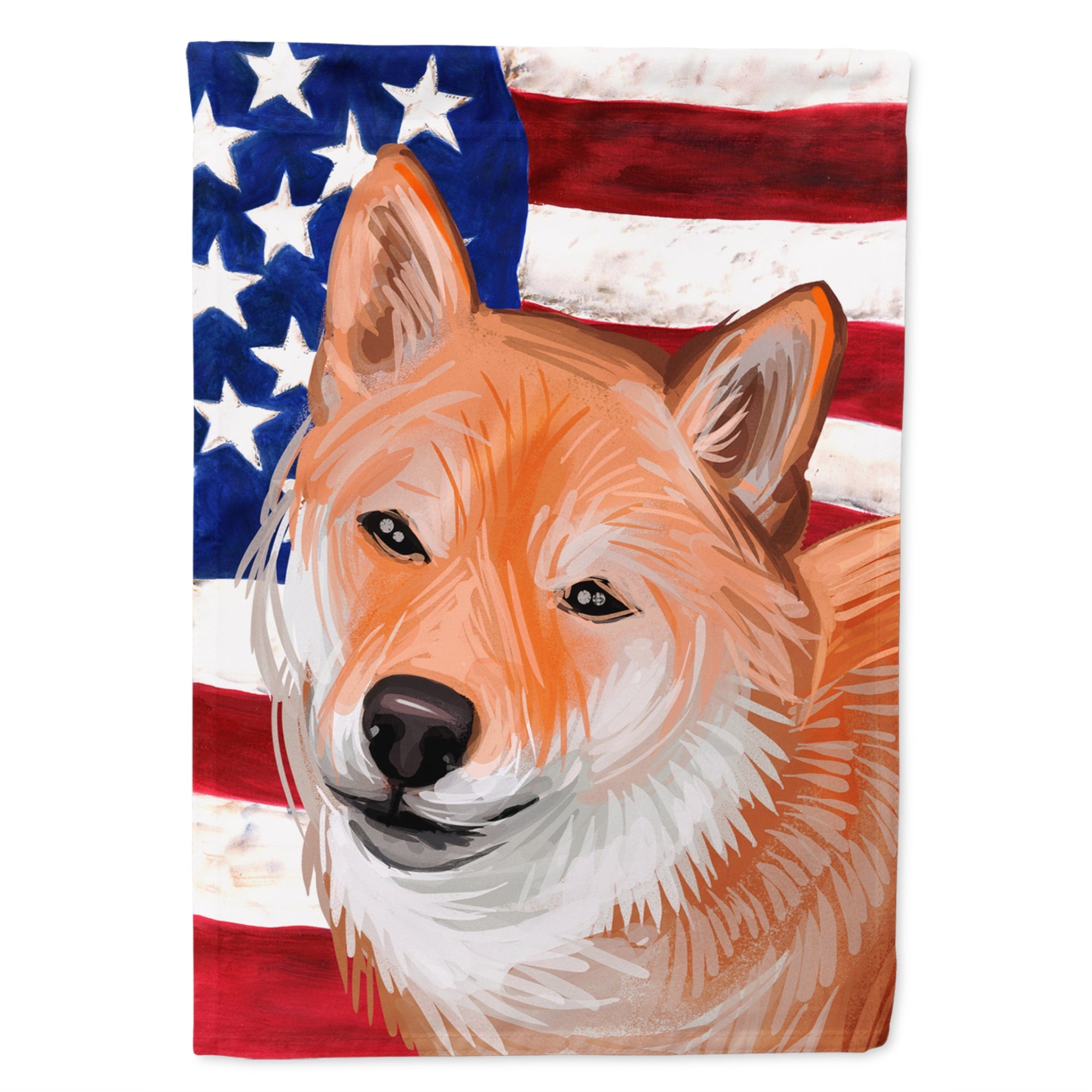 Shiba Inu Dog American Flag Flag Garden Size