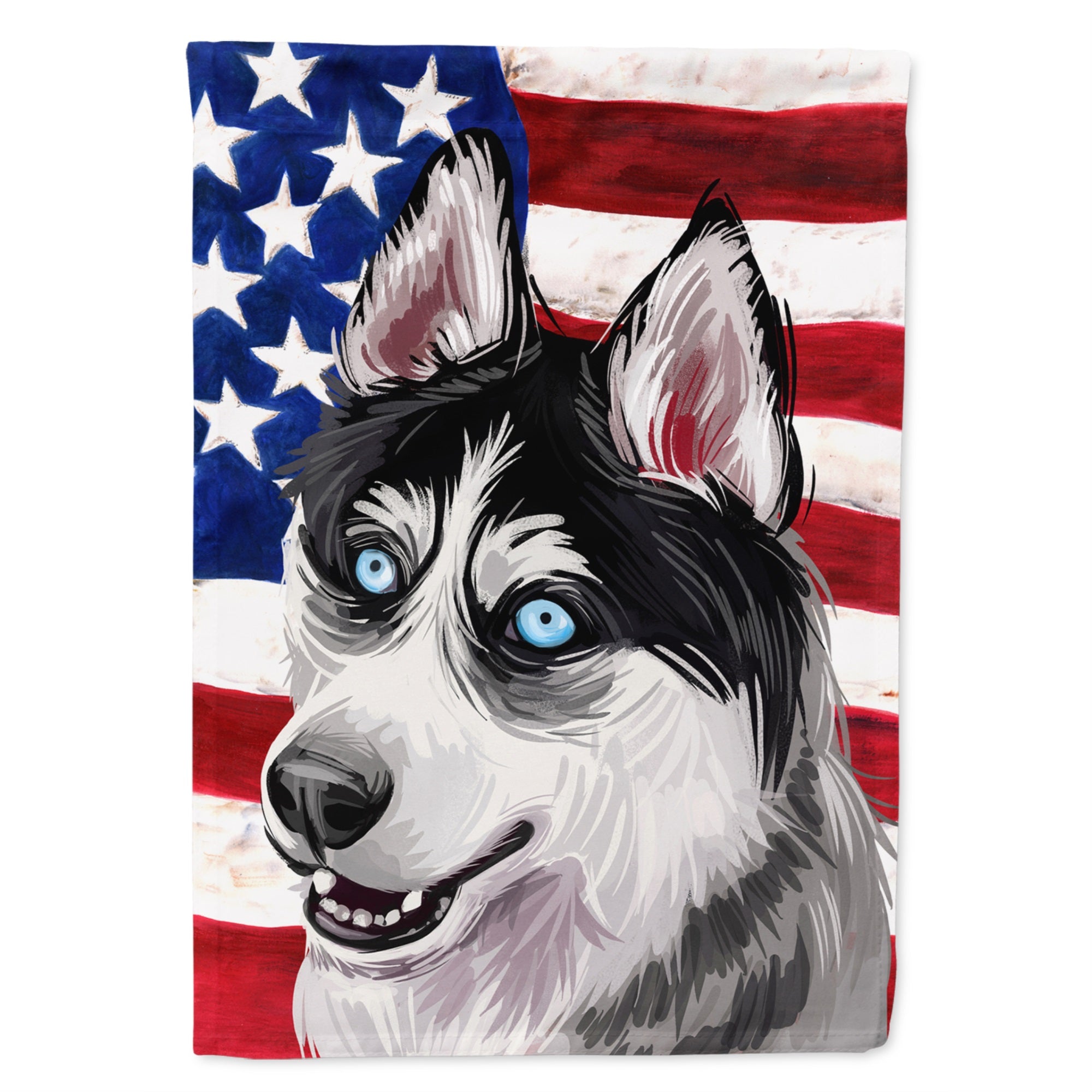 Siberian Husky Dog American Flag Flag Garden Size