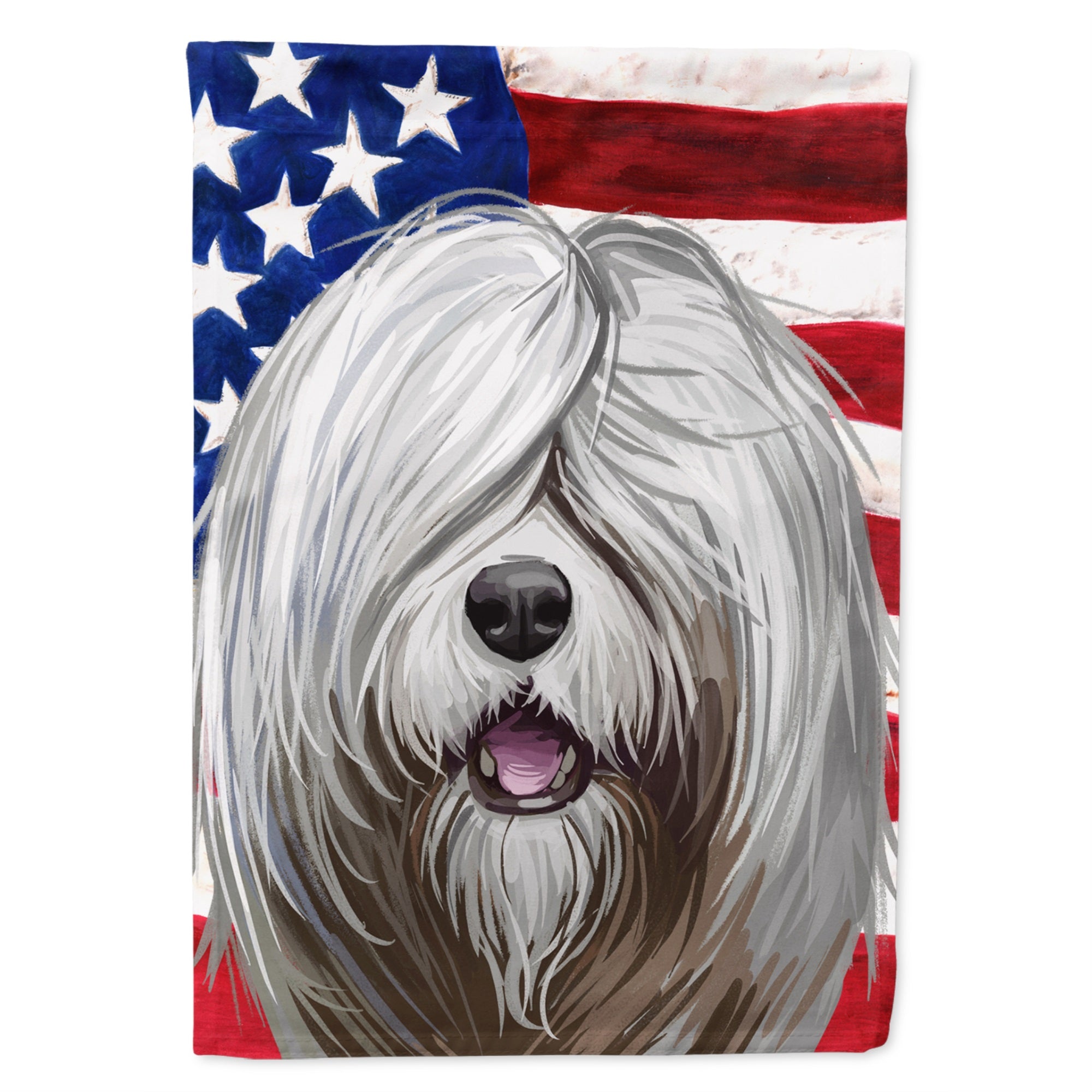South Russian Ovcharka Dog American Flag Flag Garden Size
