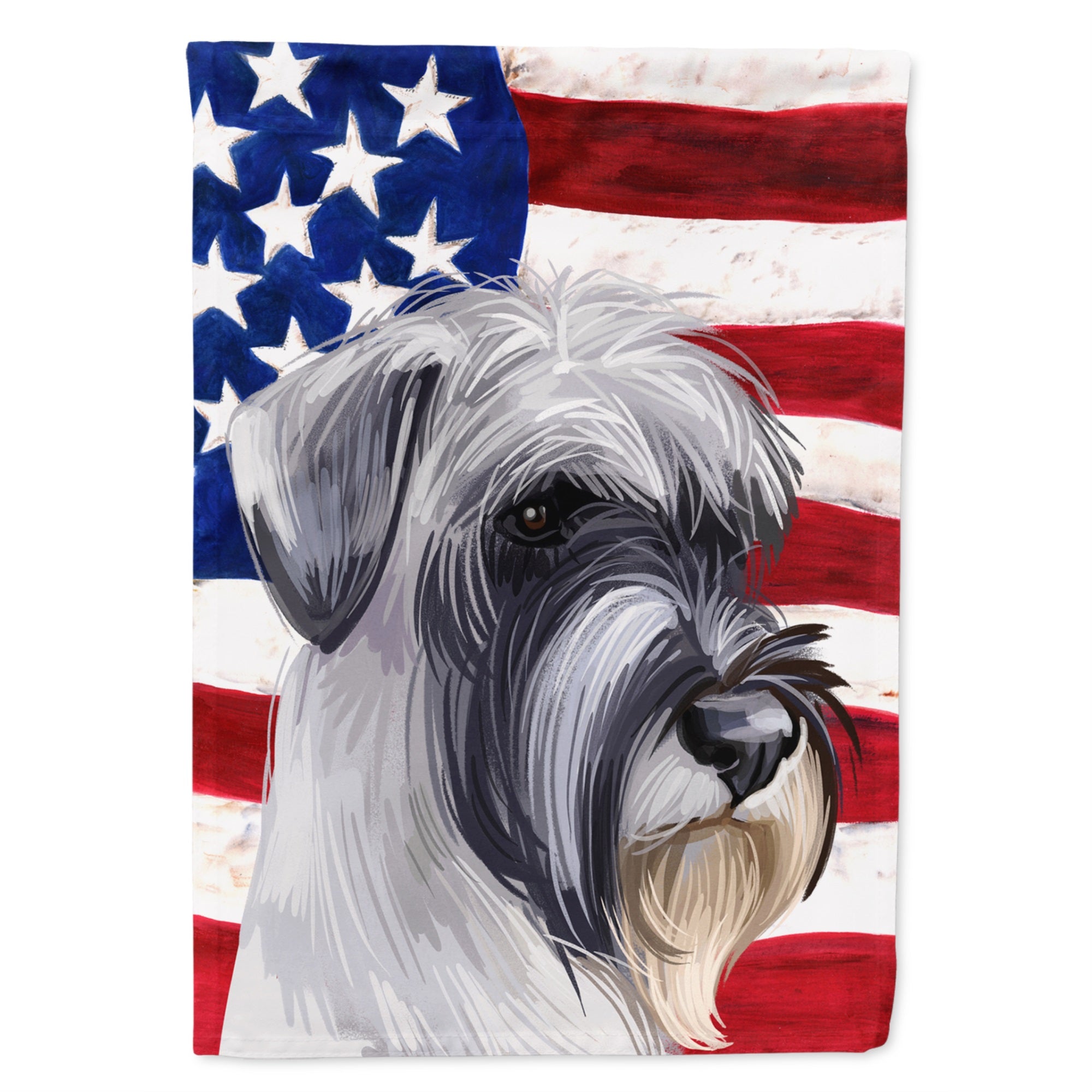 Standard Schnauzer White American Flag Flag Garden Size