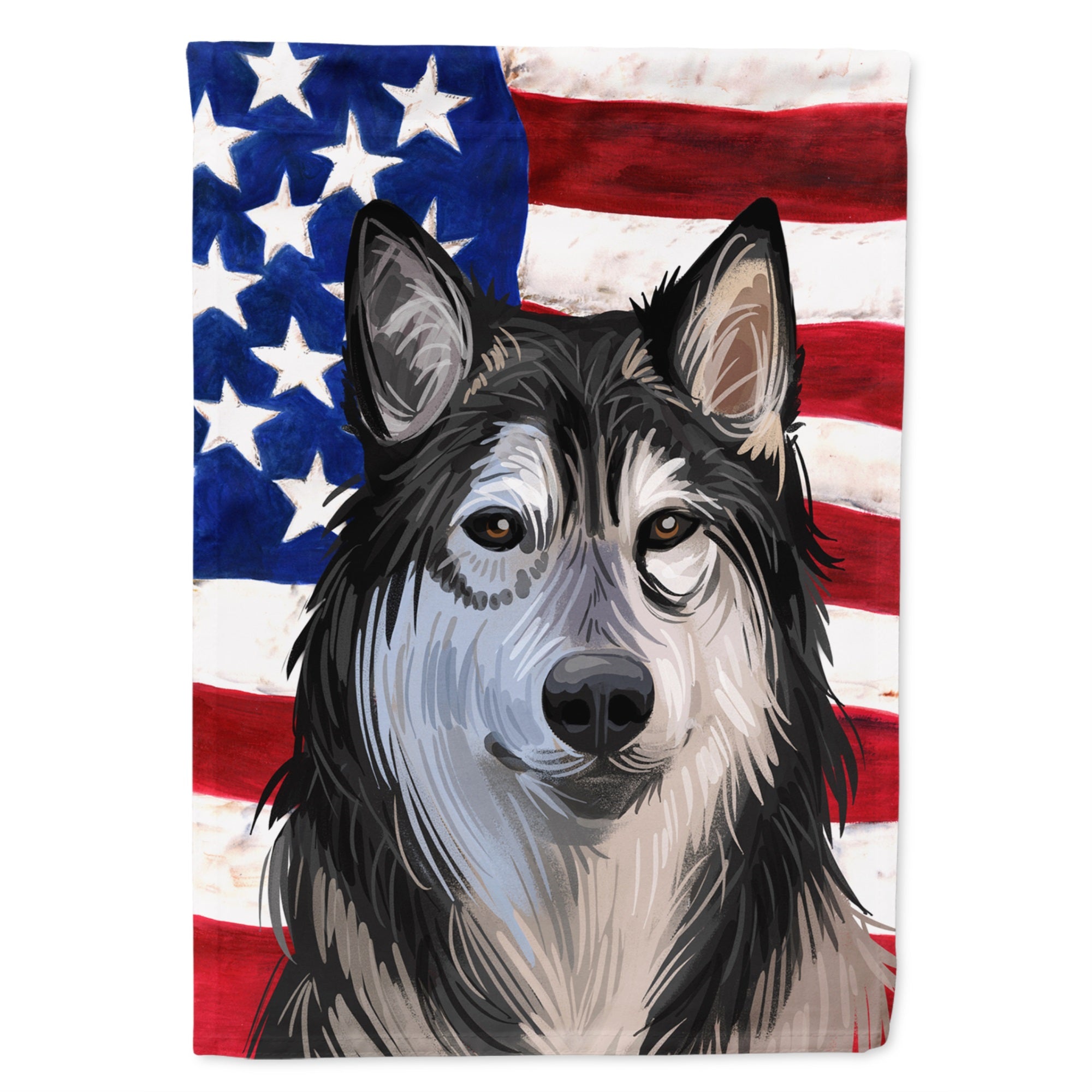 Tamaskan Dog American Flag Flag Garden Size