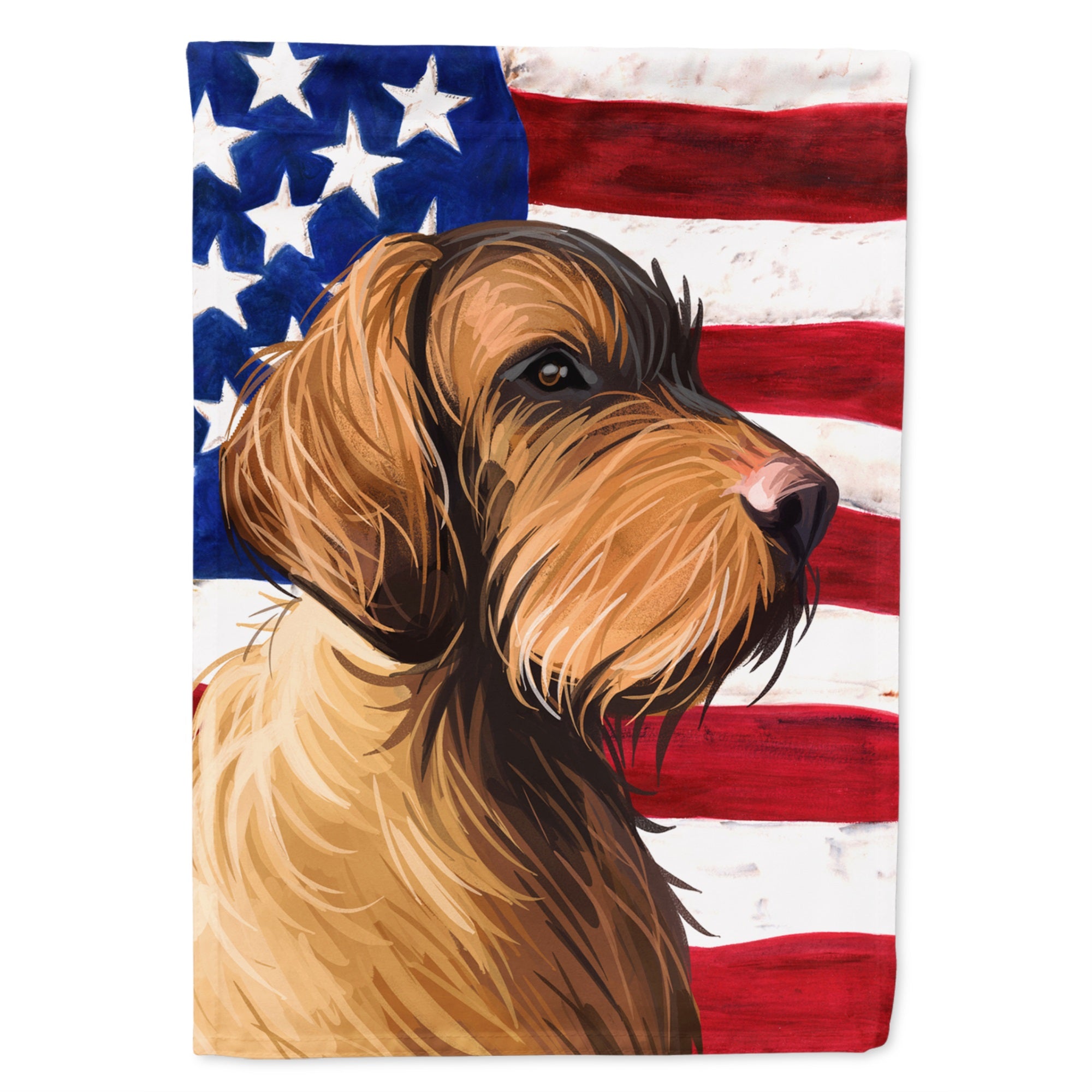 Wirehaired Vizsla American Flag Flag Garden Size