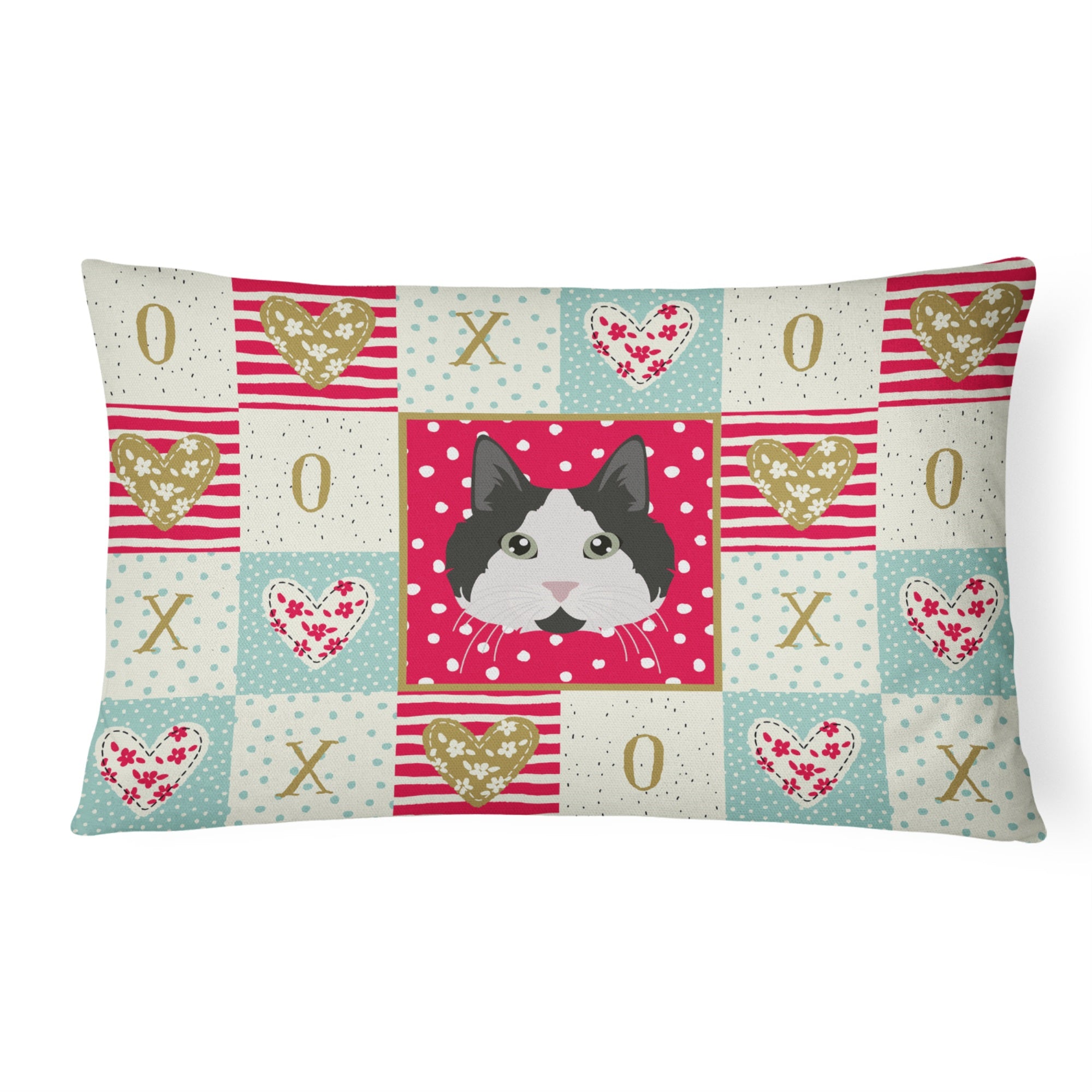 Cymric Cat Love Canvas Fabric Decorative Pillow