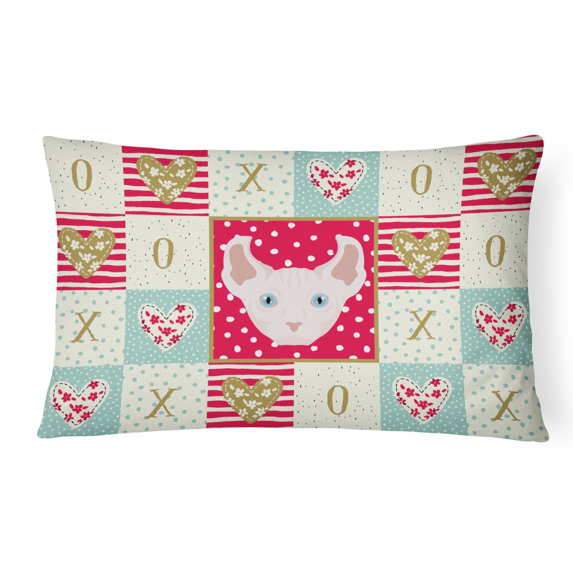 Dwelf Cat Love Canvas Fabric Decorative Pillow