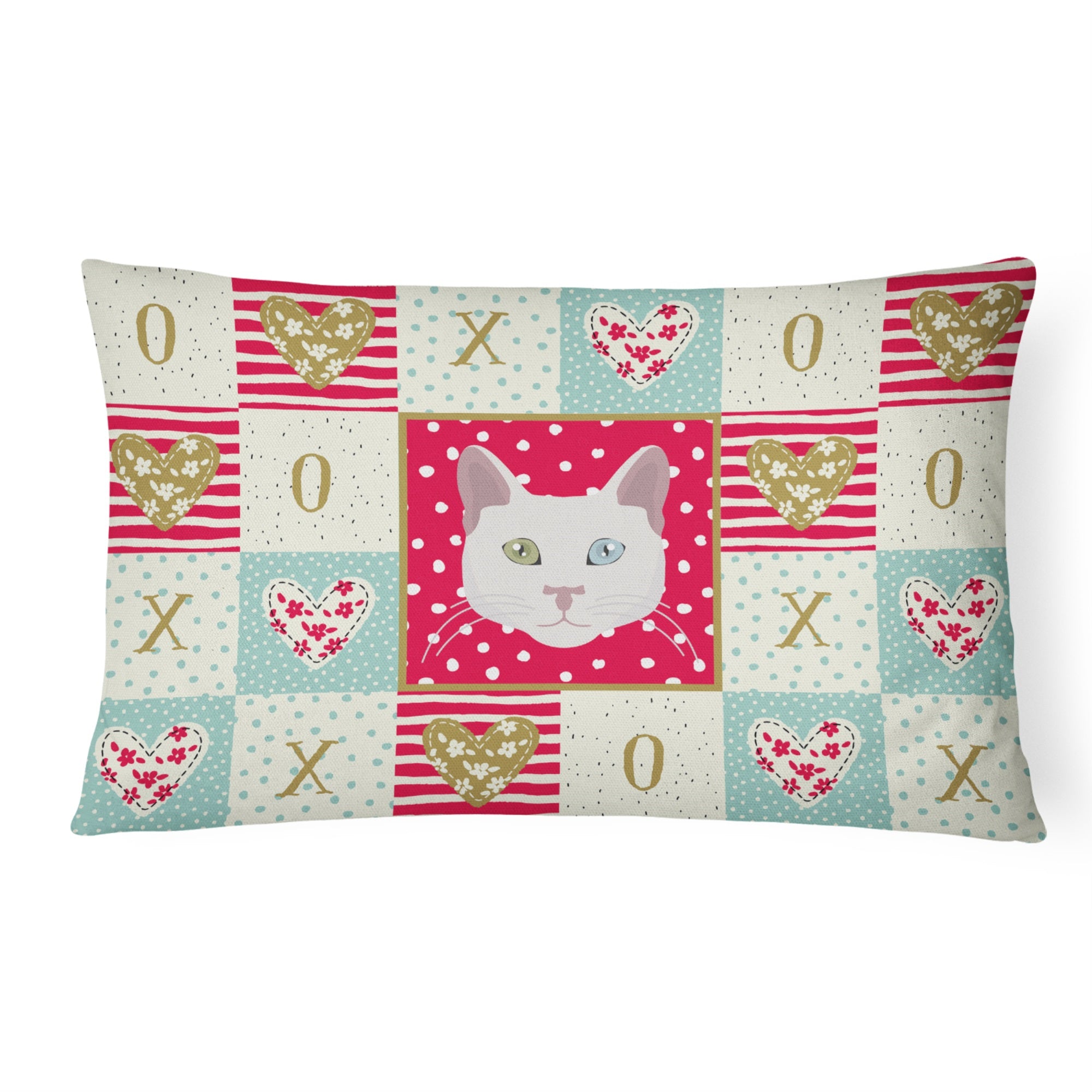 Khao Manee Cat Love Canvas Fabric Decorative Pillow