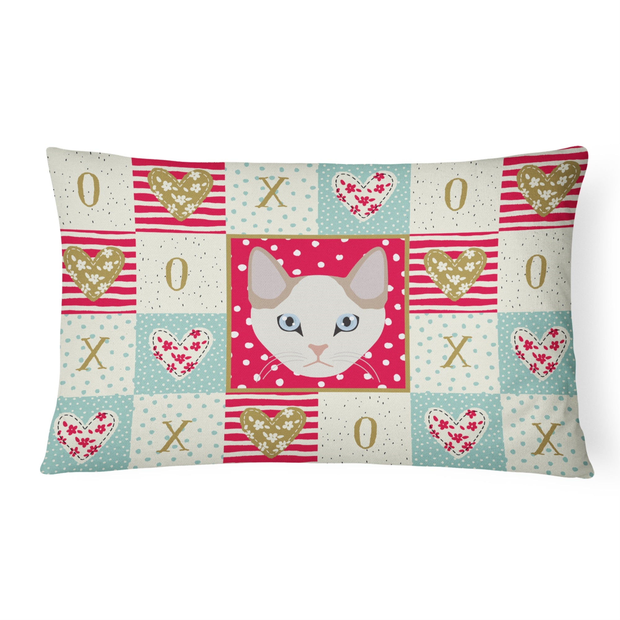 Korean Bobtail Cat Love Canvas Fabric Decorative Pillow