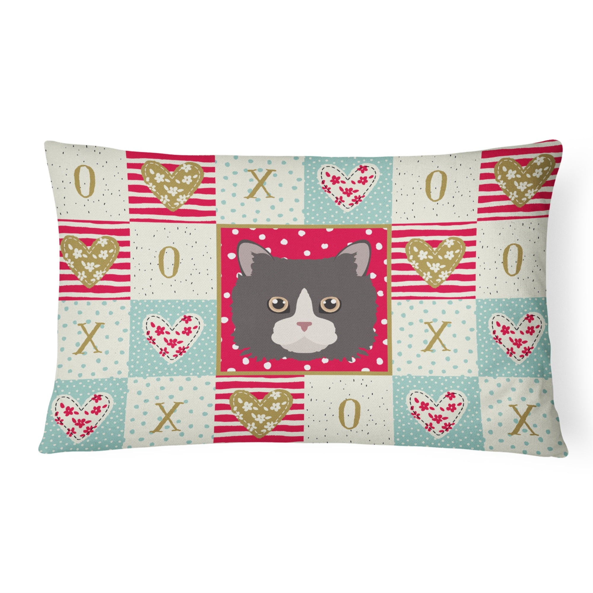 Poodle Cat Love Canvas Fabric Decorative Pillow