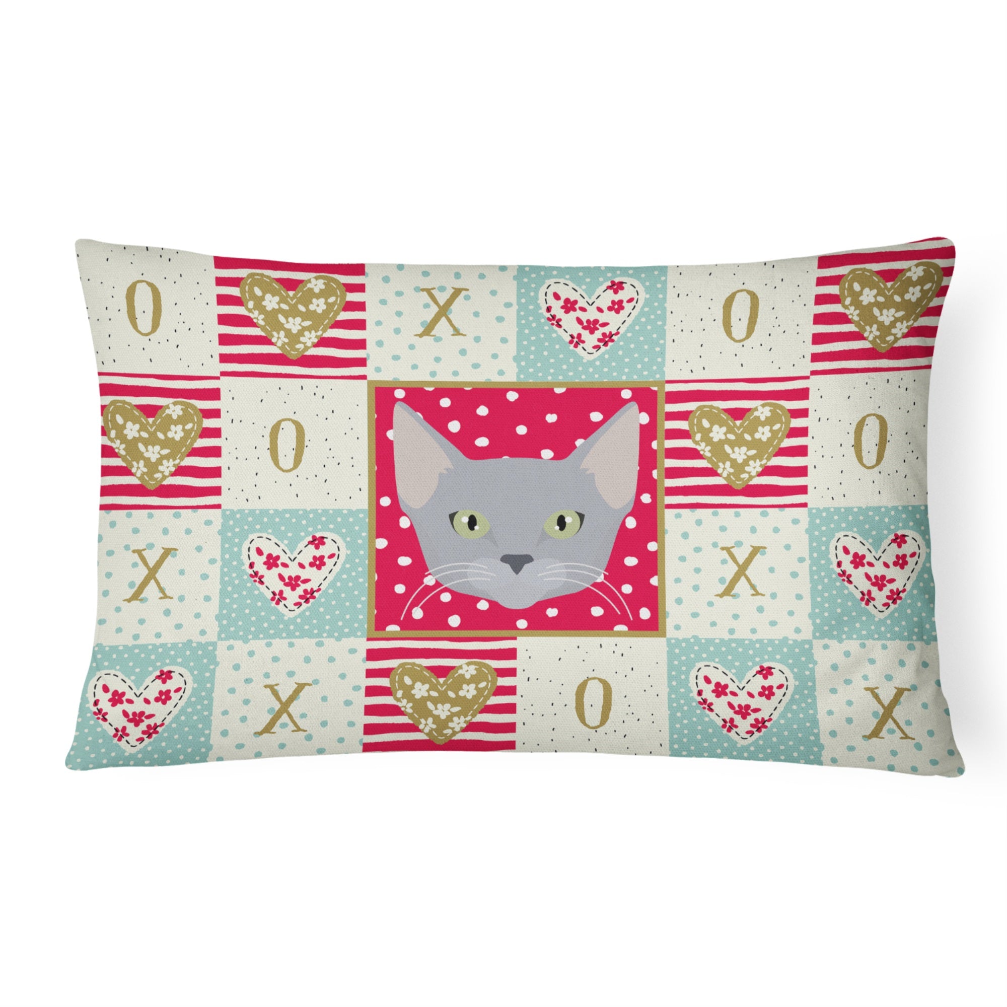 Russian Blue Cat Love Canvas Fabric Decorative Pillow