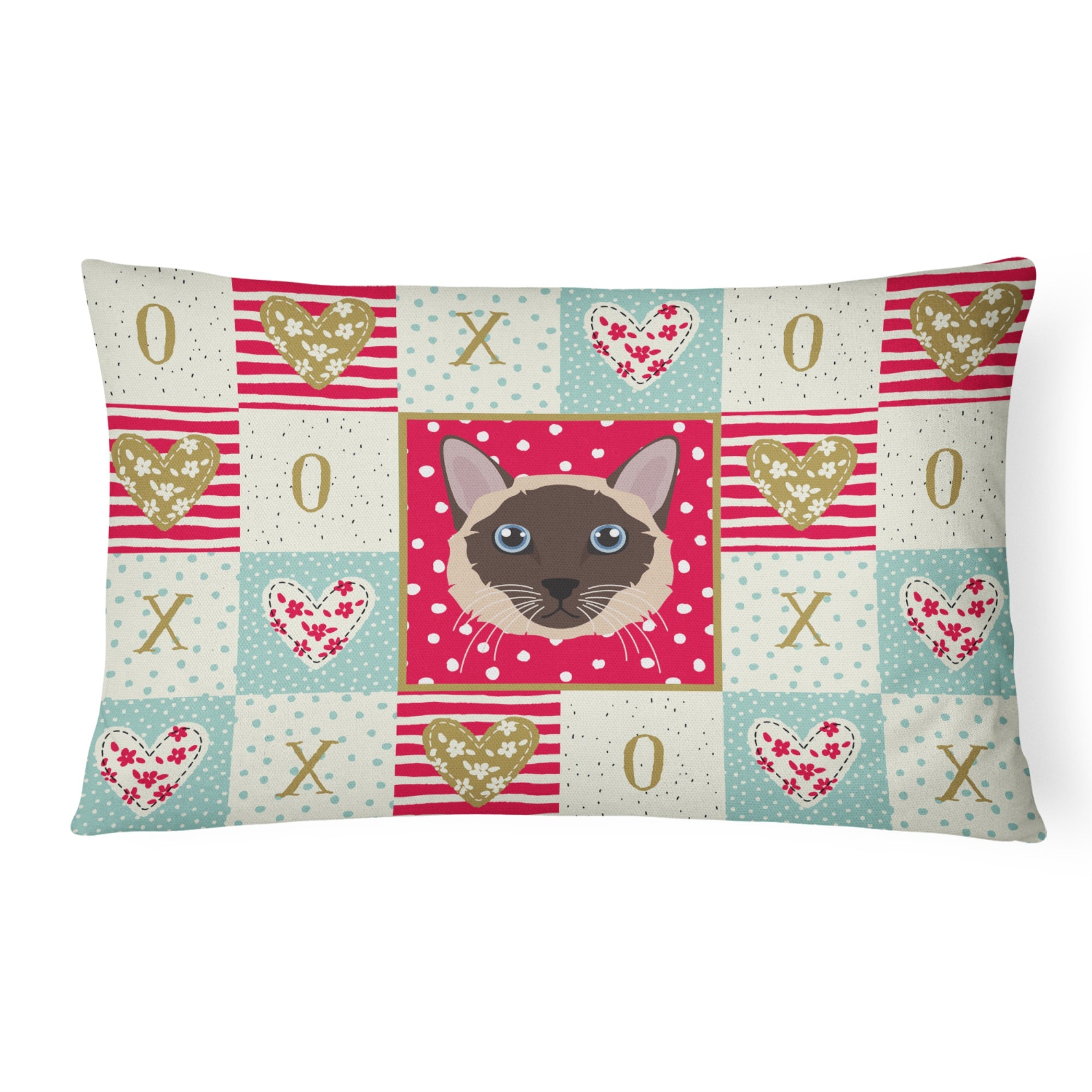 Siamese Traditional Cat Love Canvas Fabric Decorative Pillow
