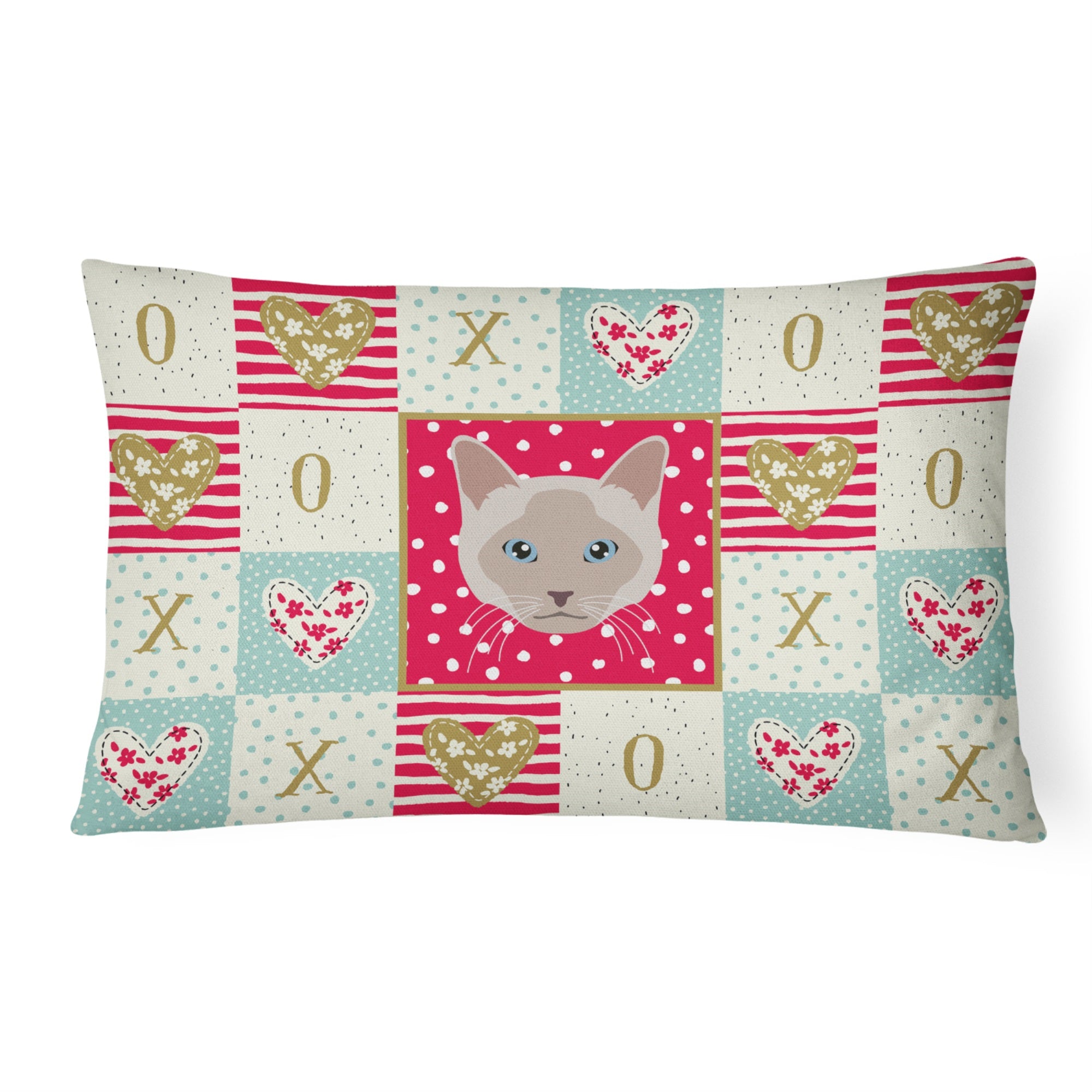 Thai Lilac Cat Love Canvas Fabric Decorative Pillow