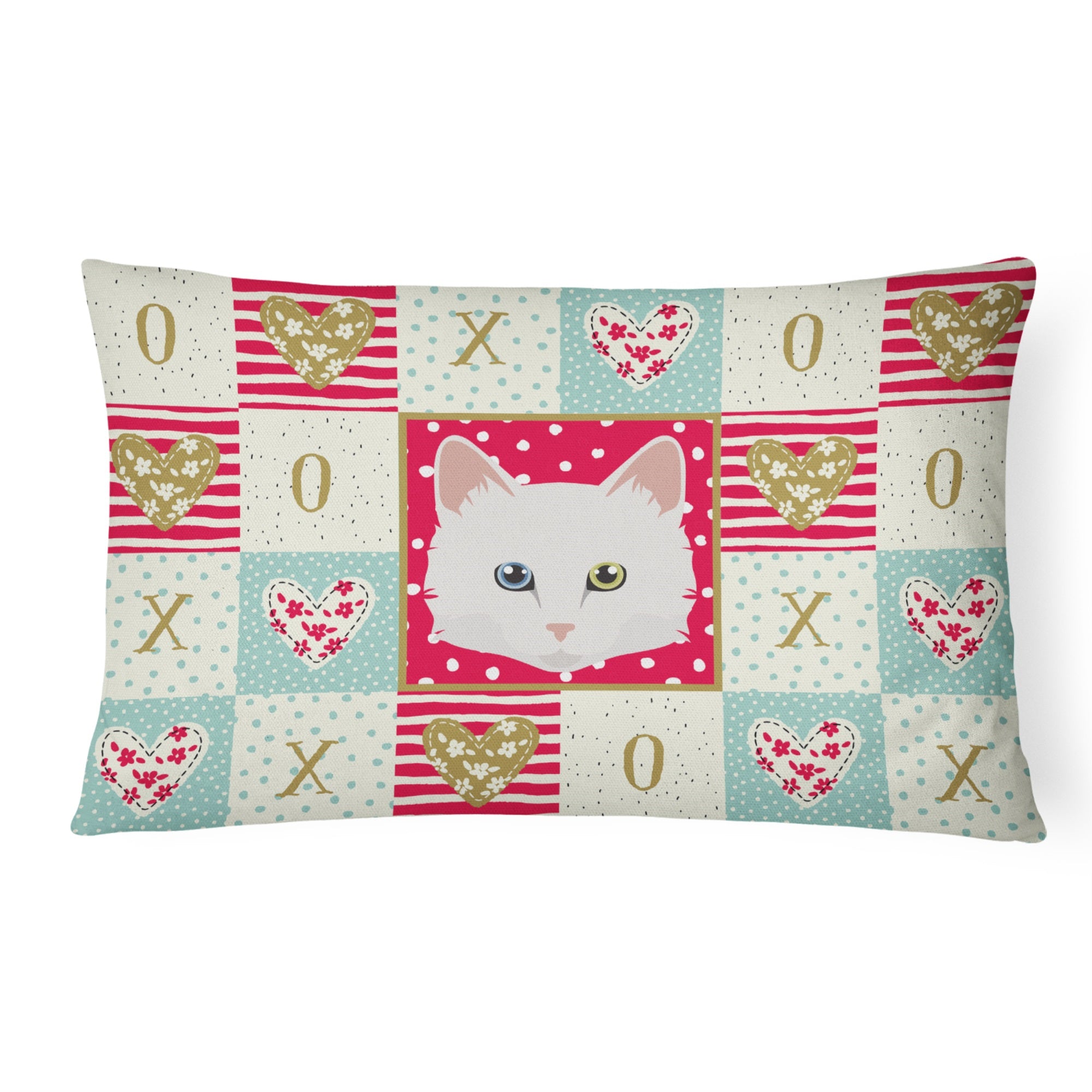 Turkish Angora Cat Love Canvas Fabric Decorative Pillow
