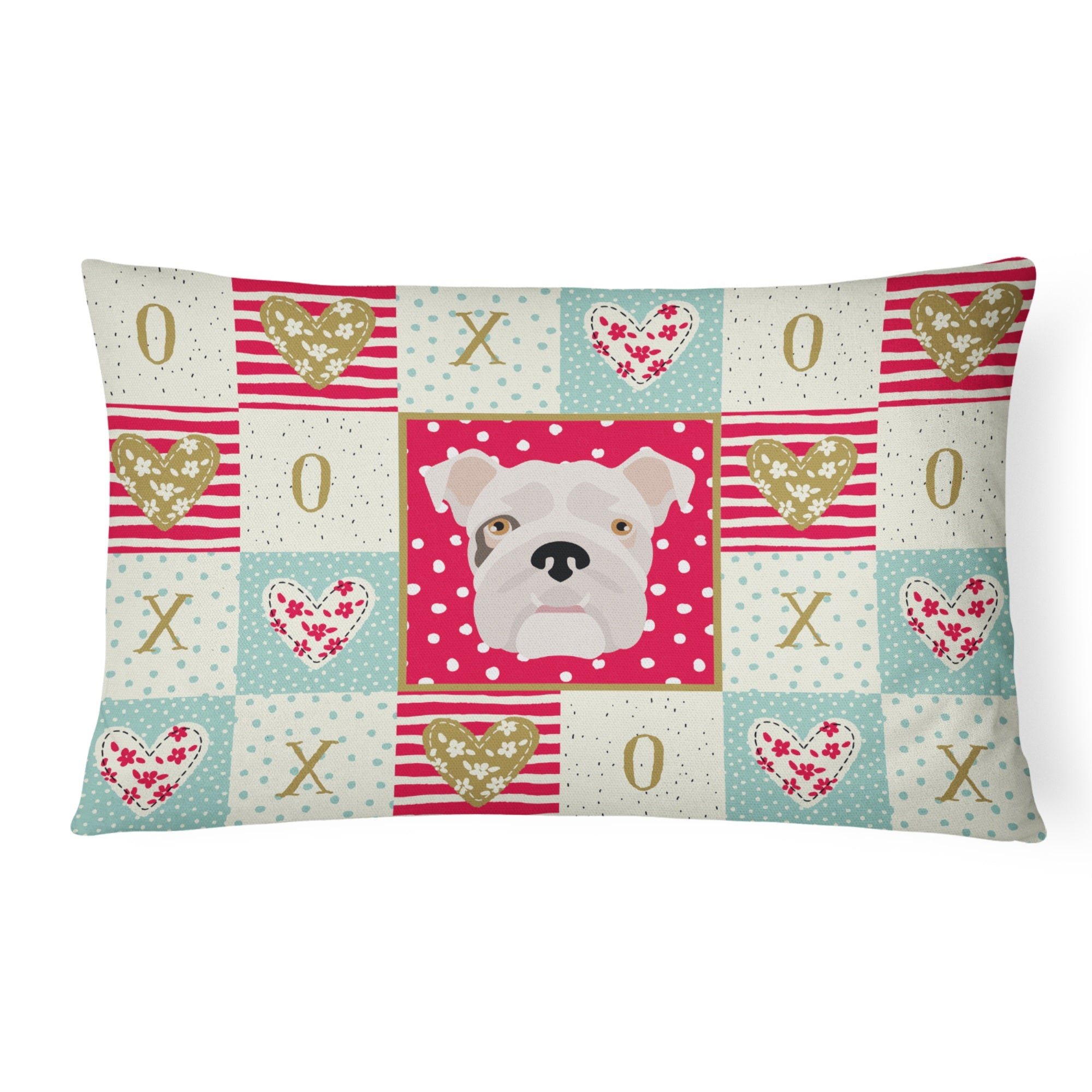 English Bulldog Love Canvas Fabric Decorative Pillow