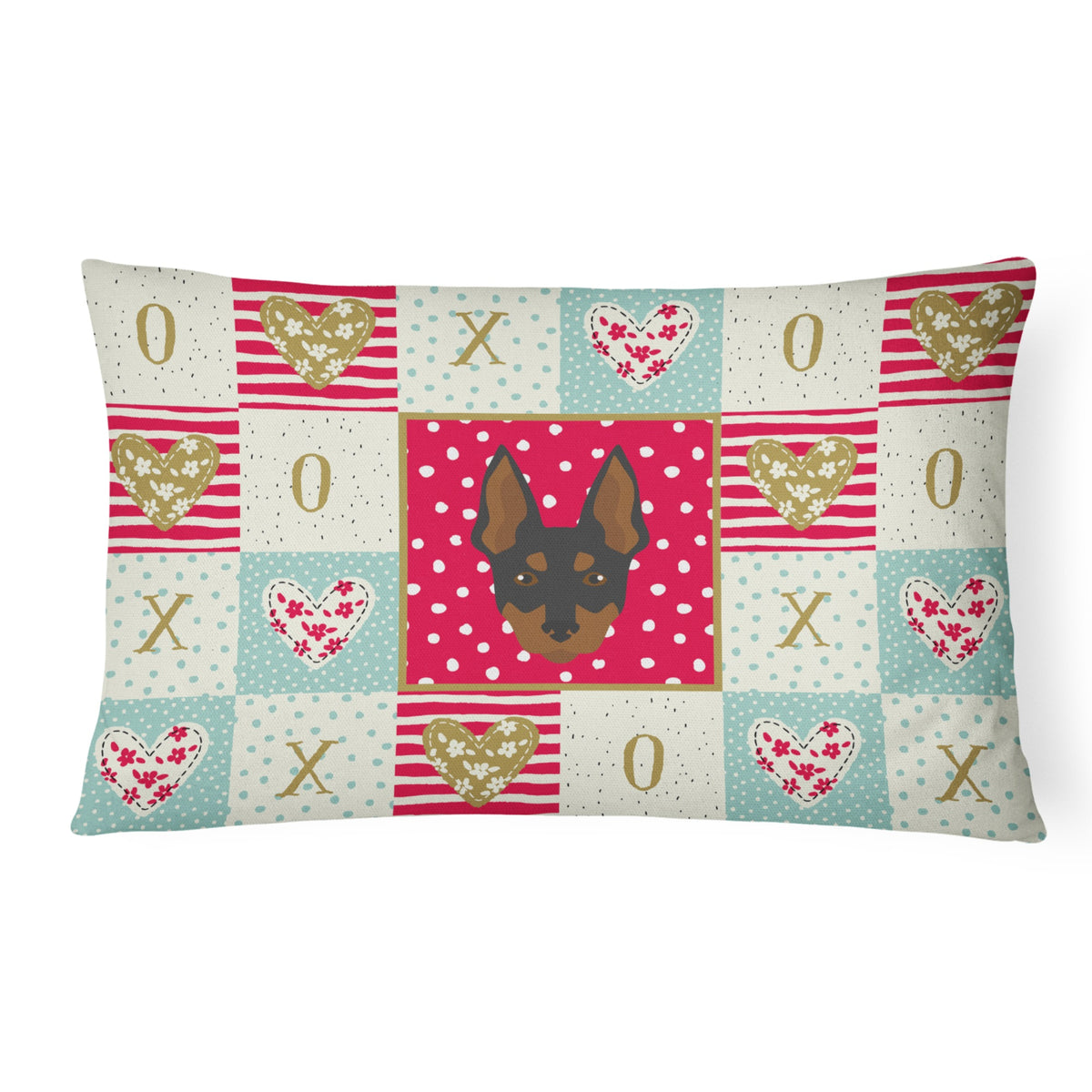 English Toy Terrier Love Canvas Fabric Decorative Pillow