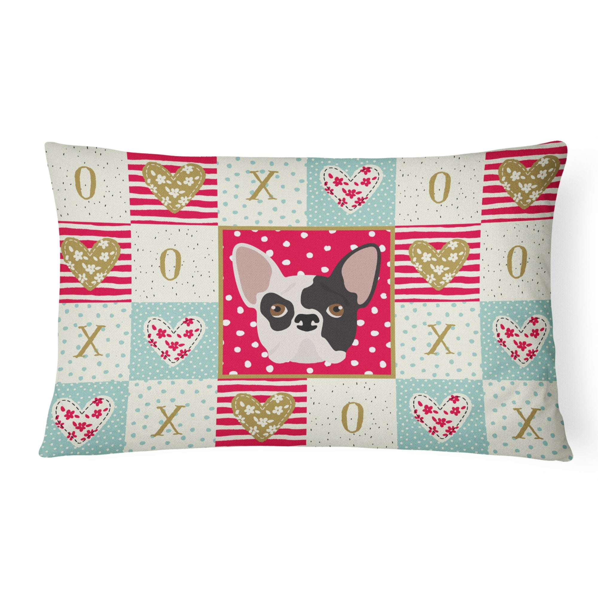 French Bulldog Love Canvas Fabric Decorative Pillow