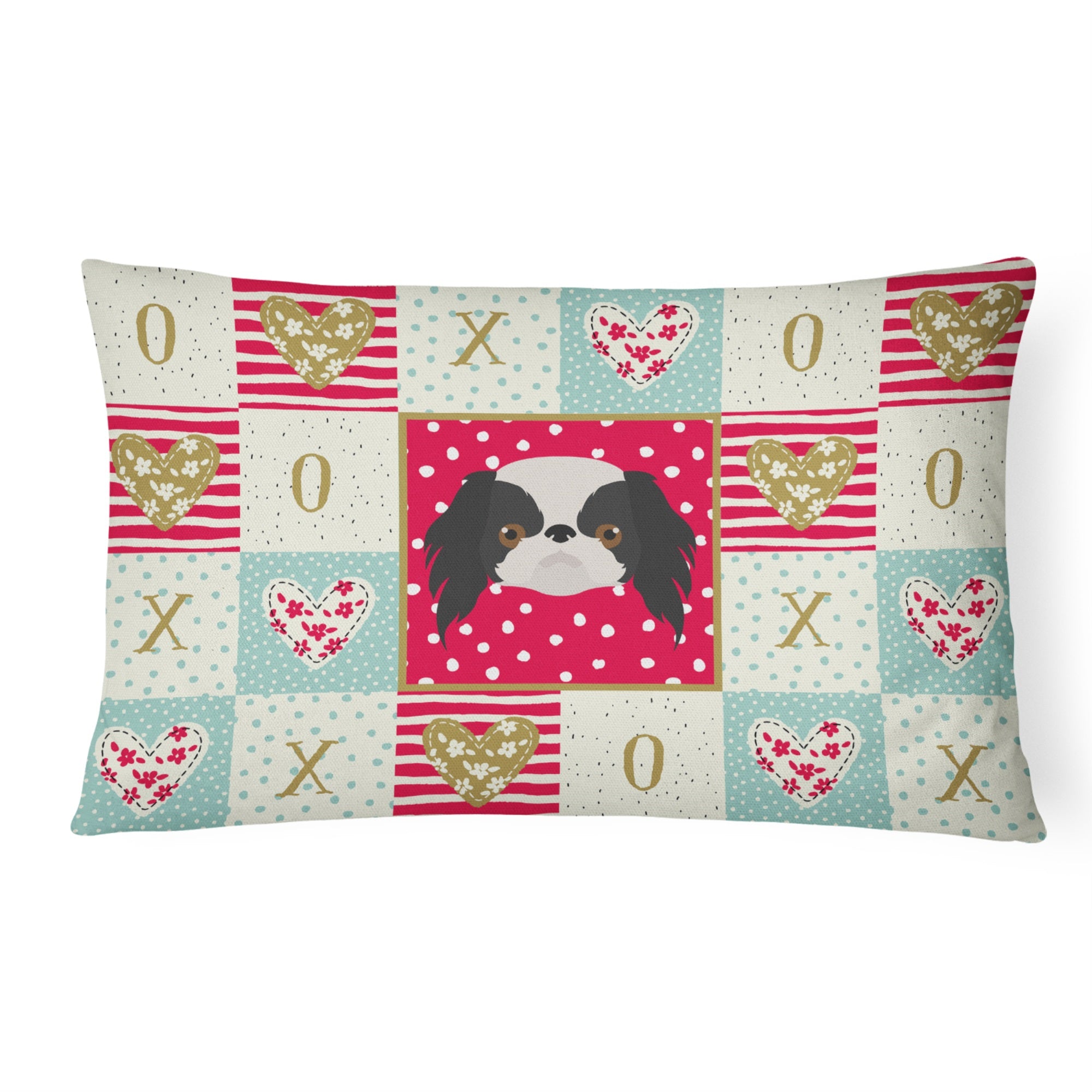 Japanese Chin Love Canvas Fabric Decorative Pillow