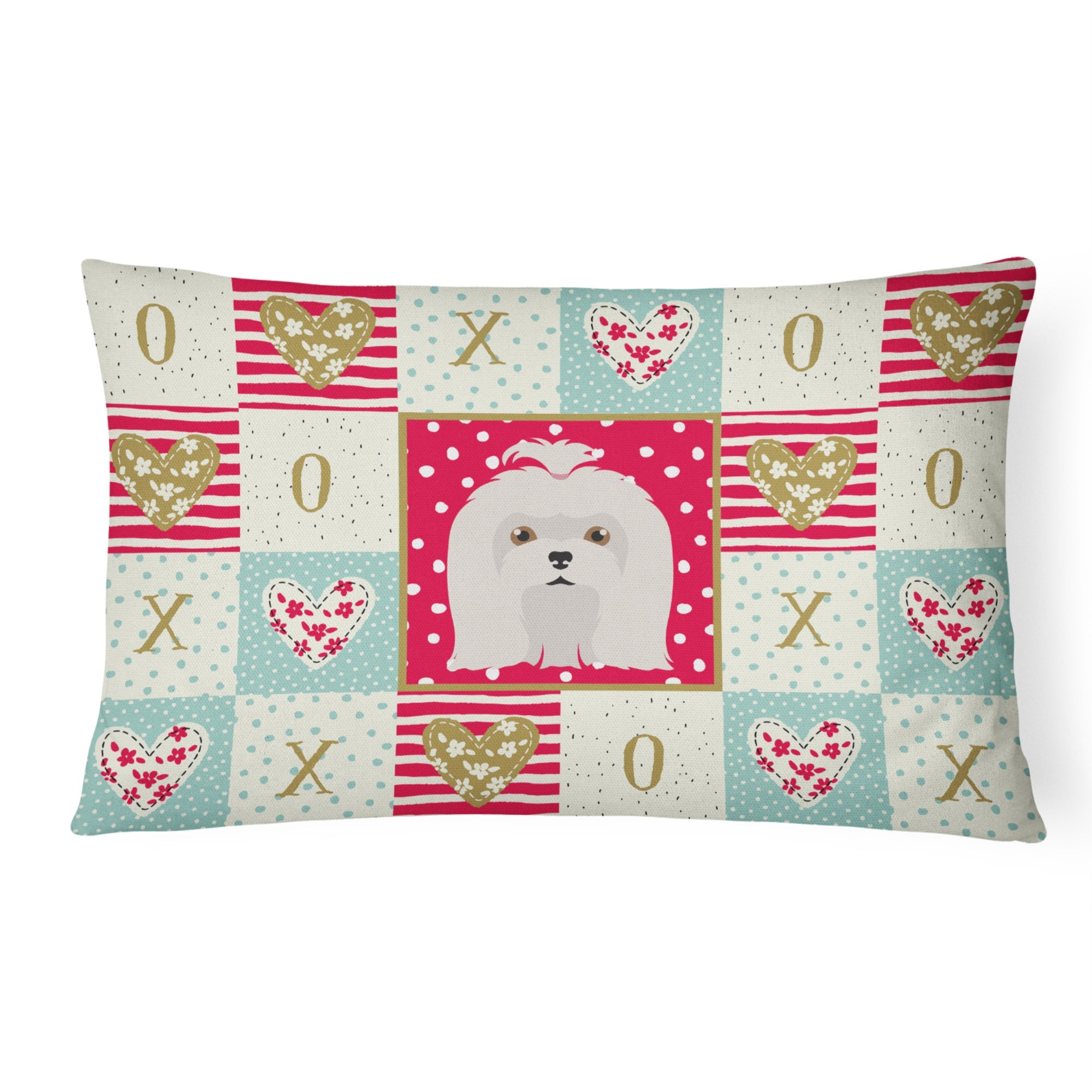 Maltese Love Canvas Fabric Decorative Pillow