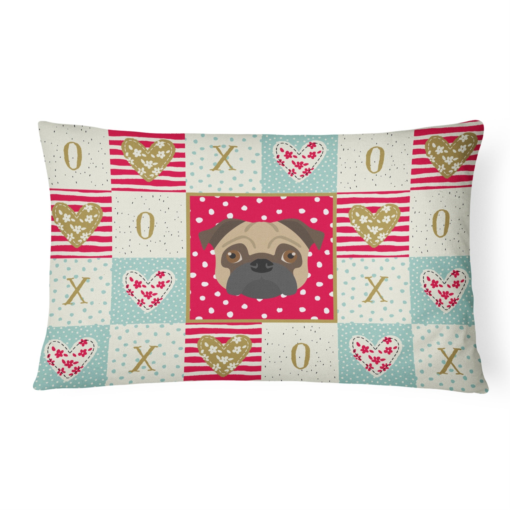 Pug Love Canvas Fabric Decorative Pillow