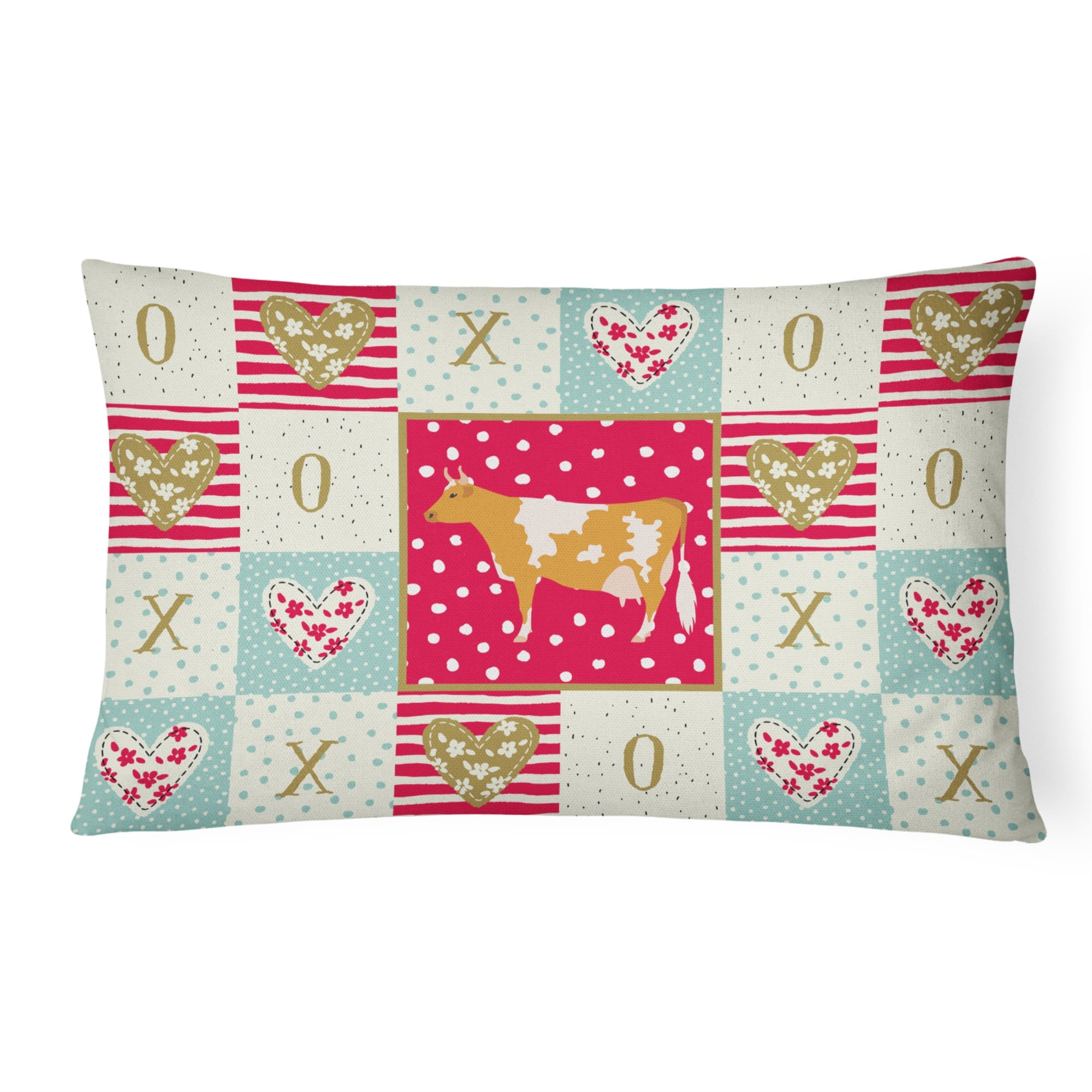 Guernsey Cow Love Canvas Fabric Decorative Pillow