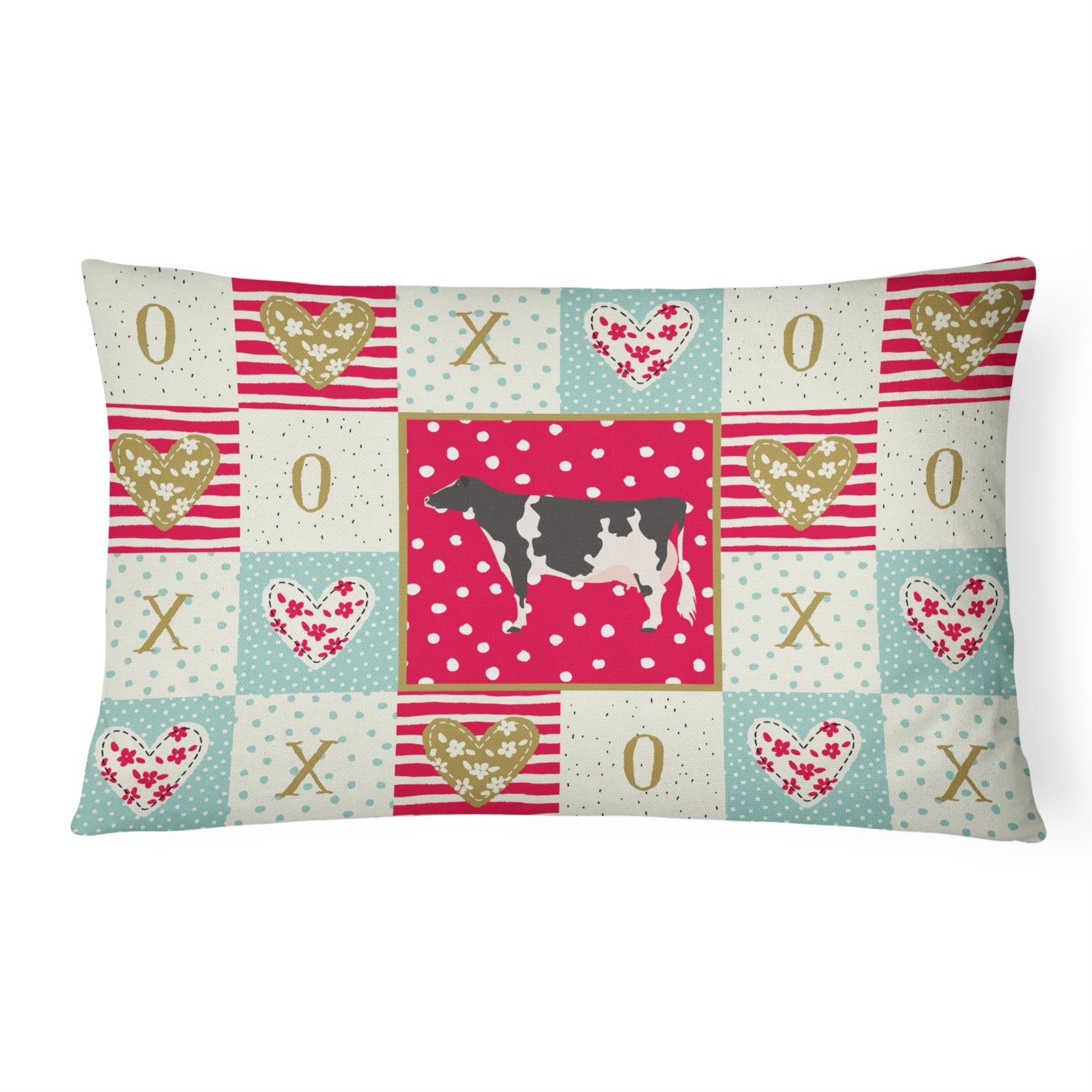 Holstein Cow Love Canvas Fabric Decorative Pillow