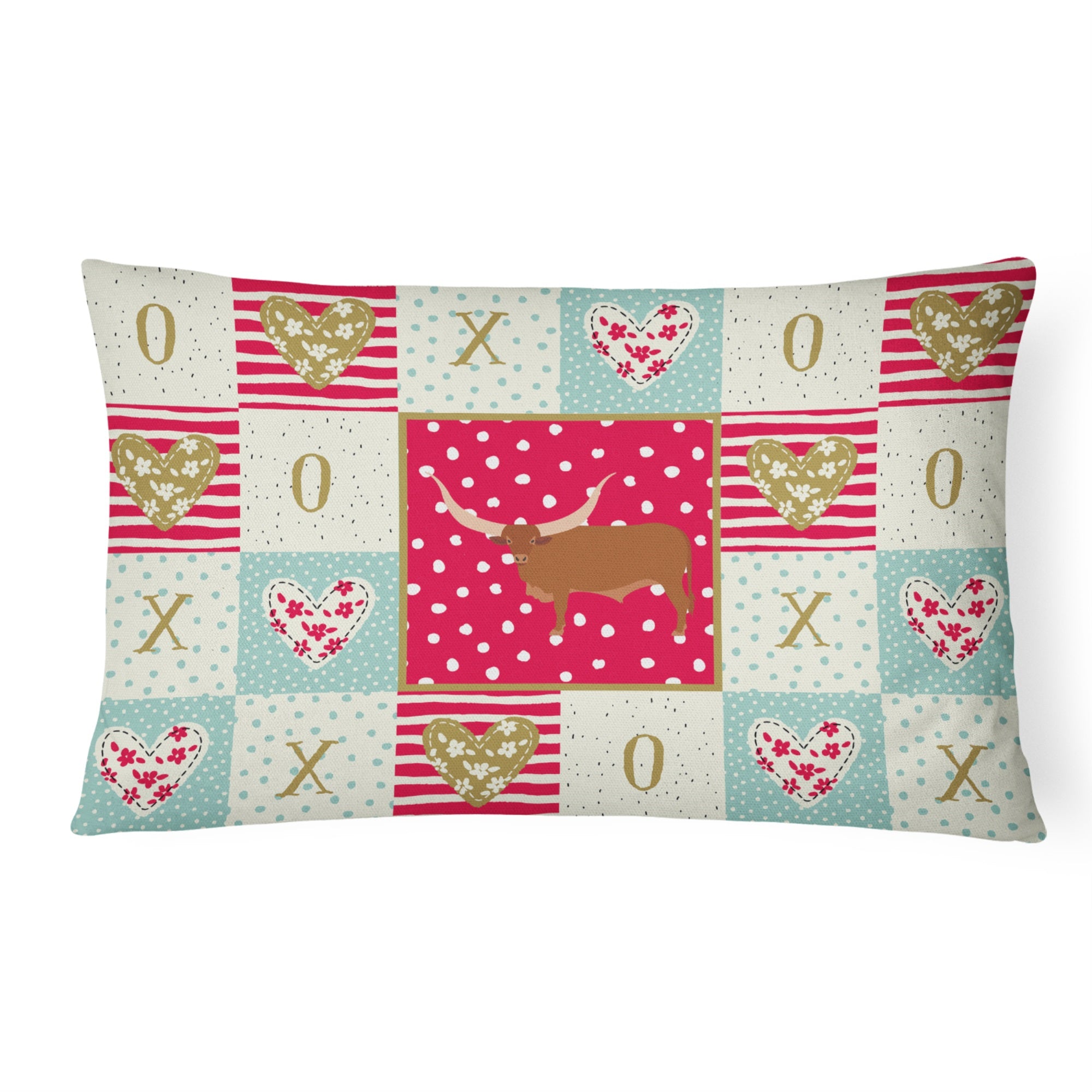 Ankole-Watusu Cow Love Canvas Fabric Decorative Pillow