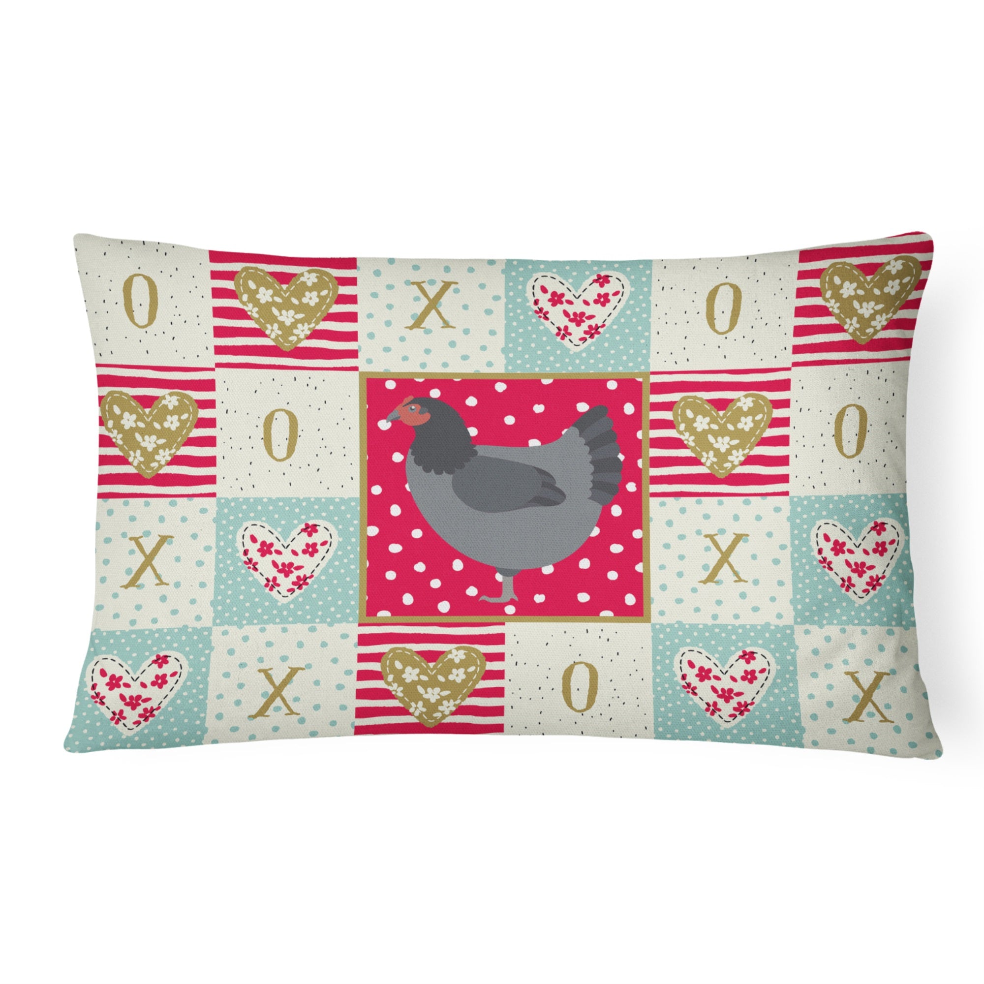 Jersey Giant Chicken Love Canvas Fabric Decorative Pillow