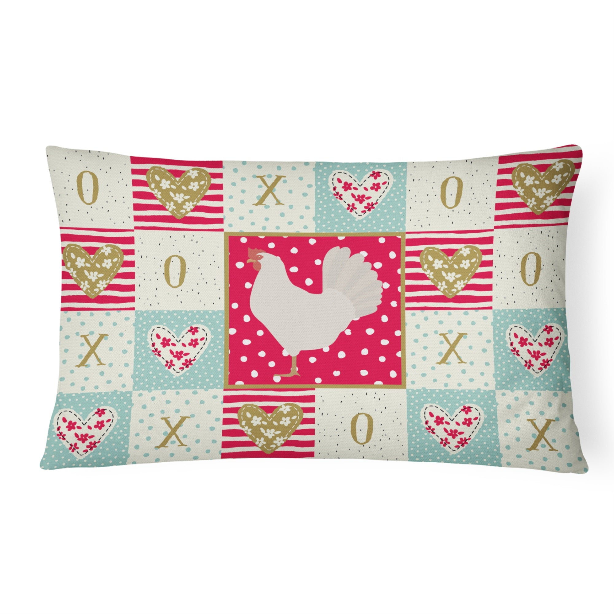 Leghorn Chicken Love Canvas Fabric Decorative Pillow