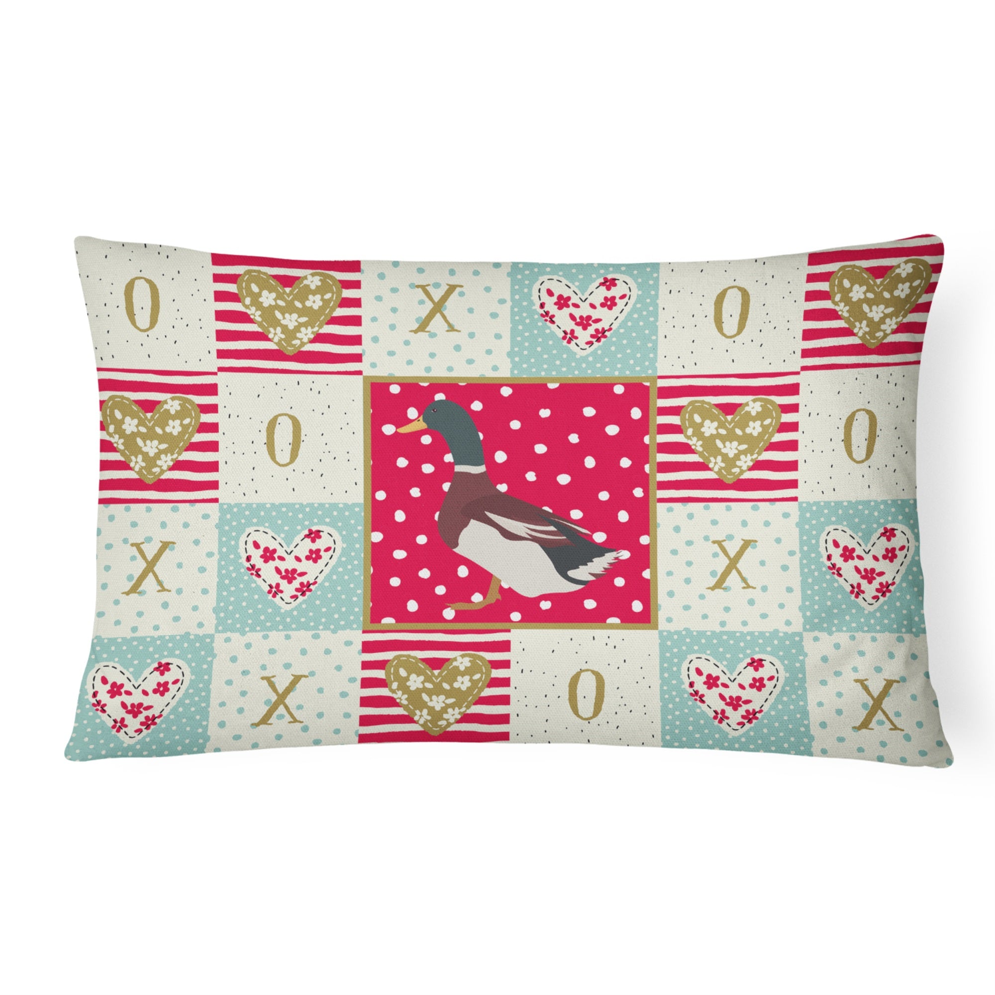 Rouen Duck Love Canvas Fabric Decorative Pillow