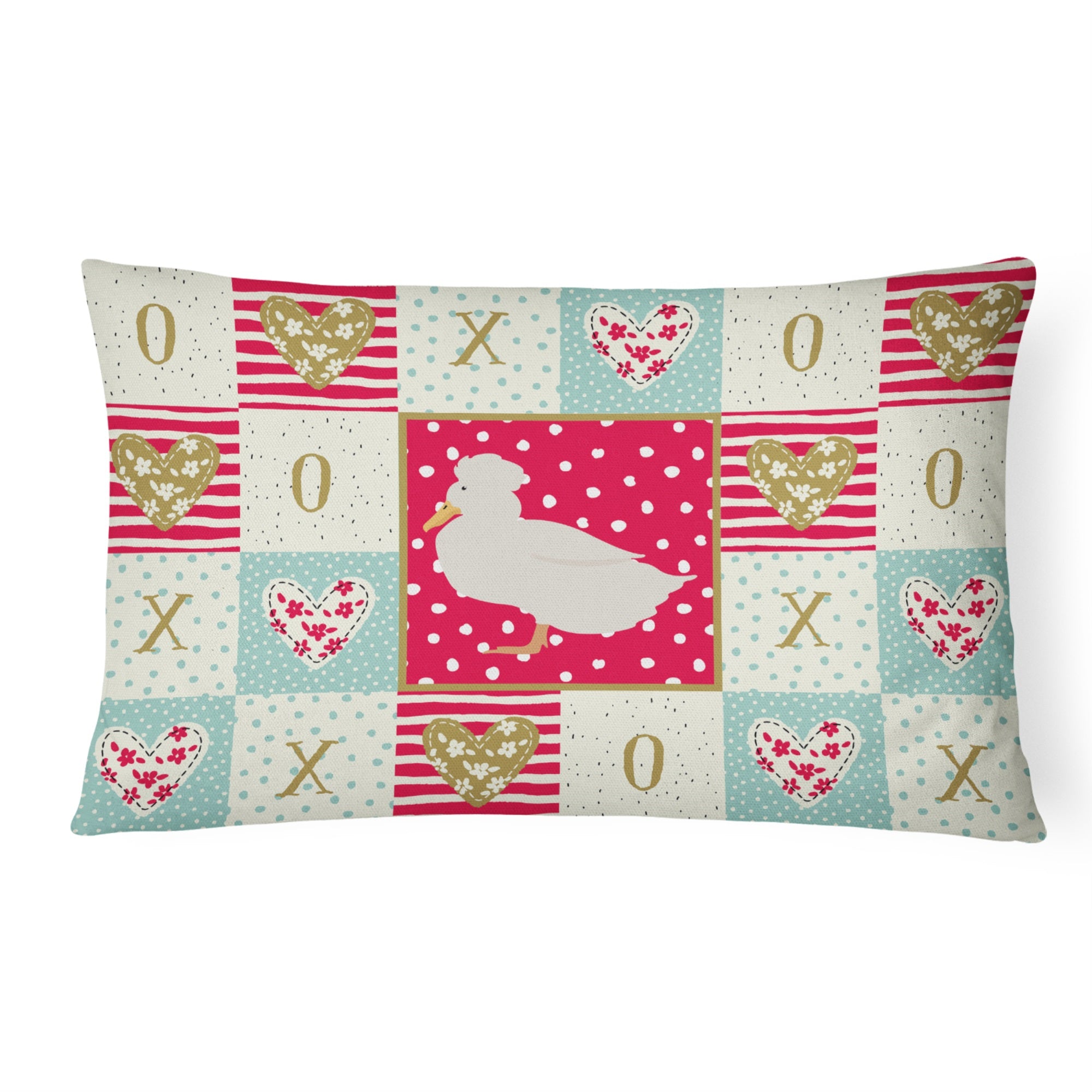 Crested Duck Love Canvas Fabric Decorative Pillow