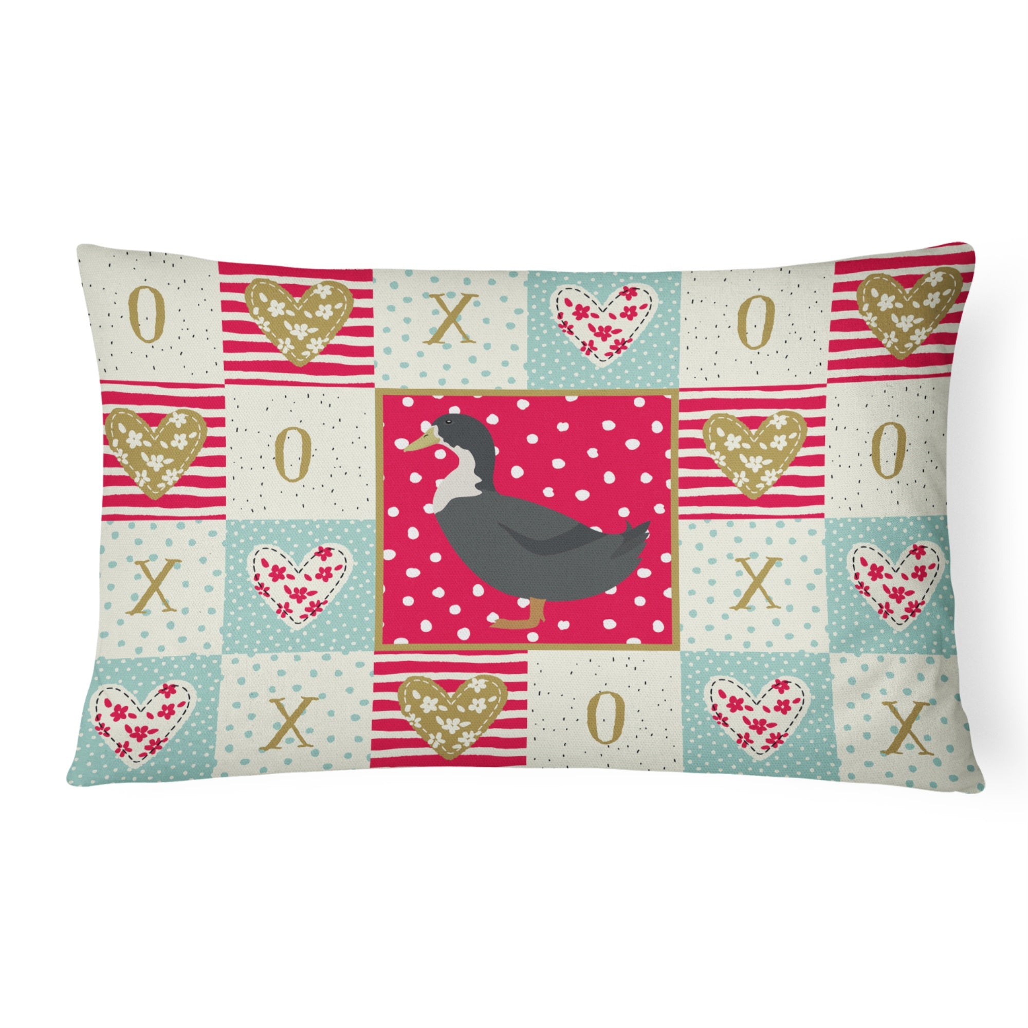 Blue Swedish Duck Love Canvas Fabric Decorative Pillow