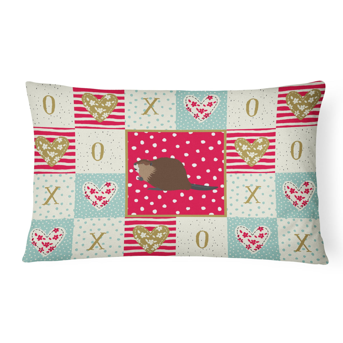 Eurasian Beaver Love Canvas Fabric Decorative Pillow