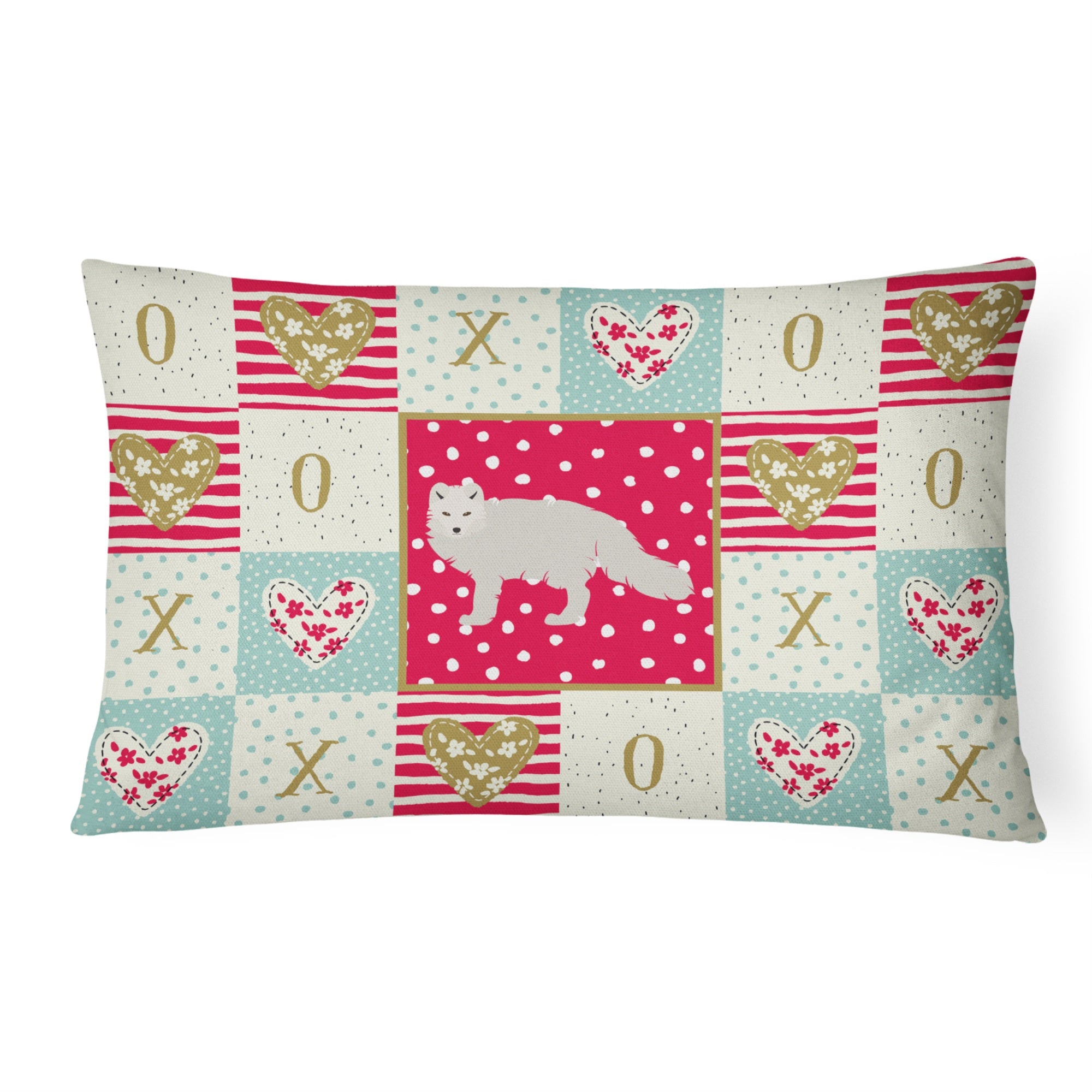 White Arctic Fox Love Canvas Fabric Decorative Pillow