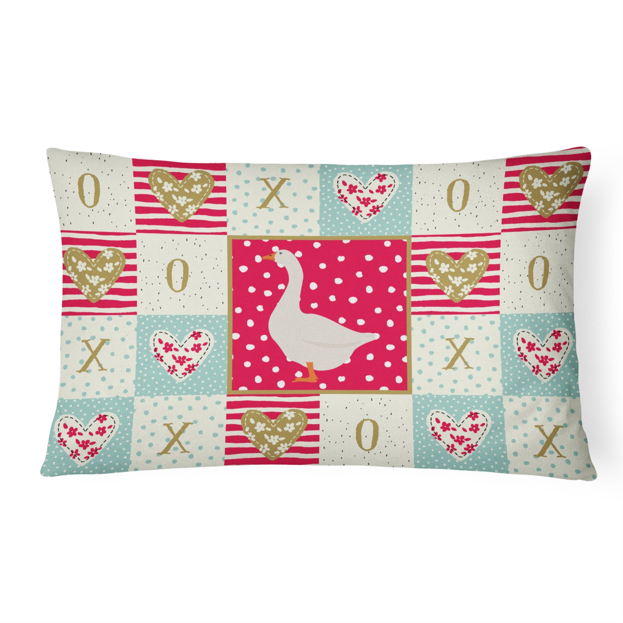 Embden Goose Love Canvas Fabric Decorative Pillow
