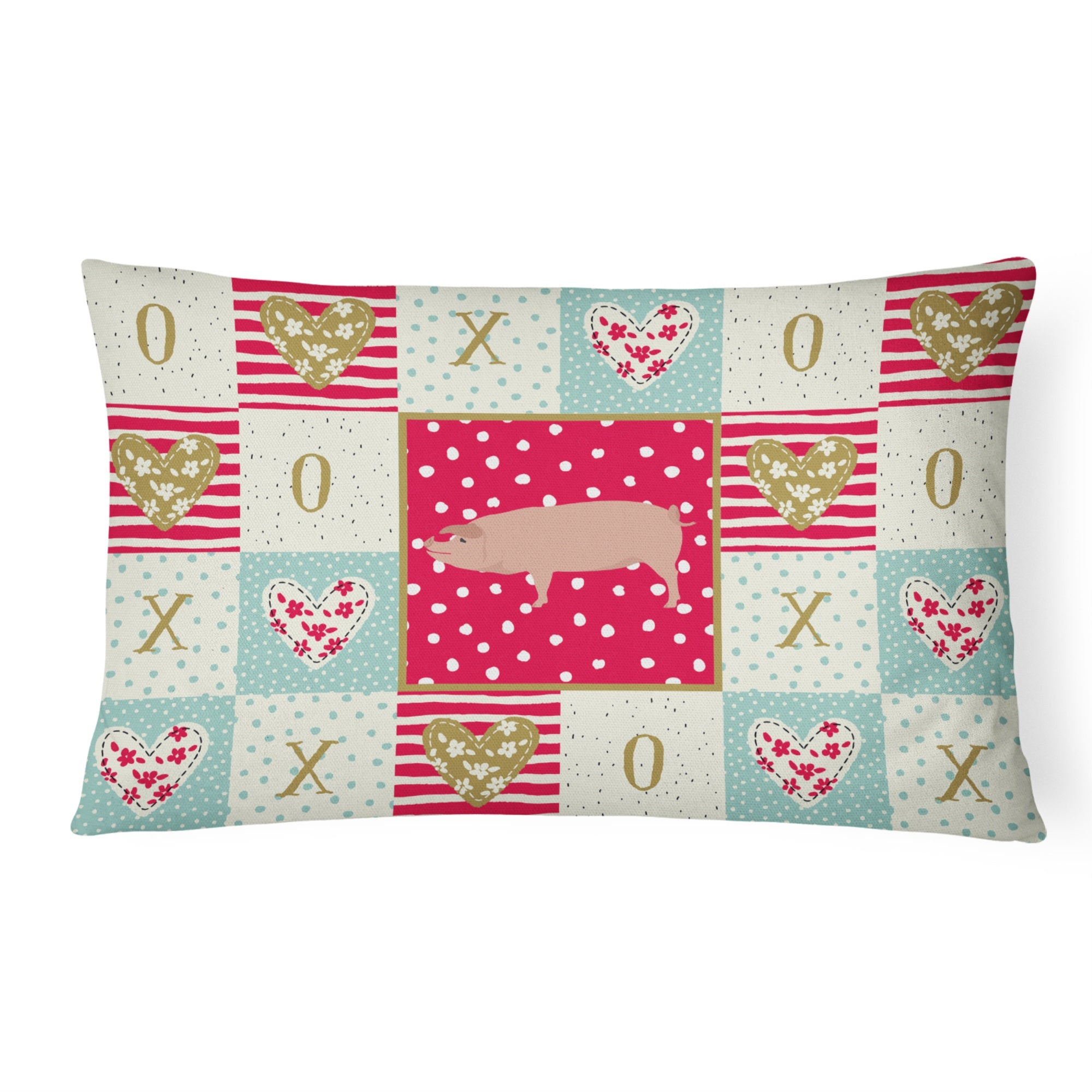 American Landrace Pig Love Canvas Fabric Decorative Pillow