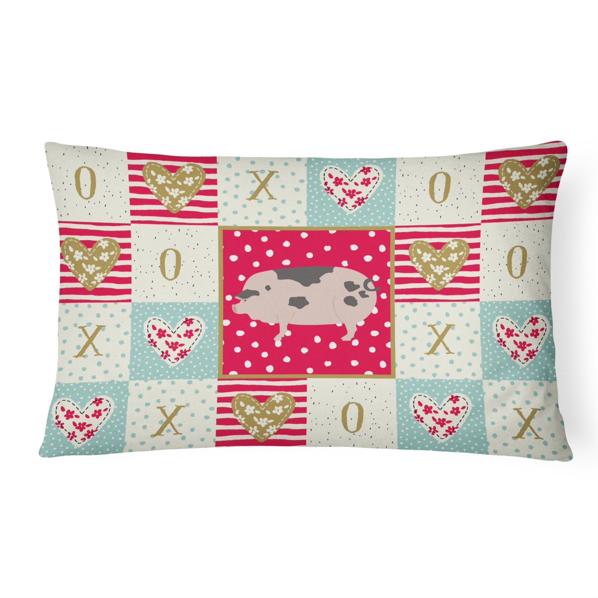 Gloucester Old Spot Pig Love Canvas Fabric Decorative Pillow