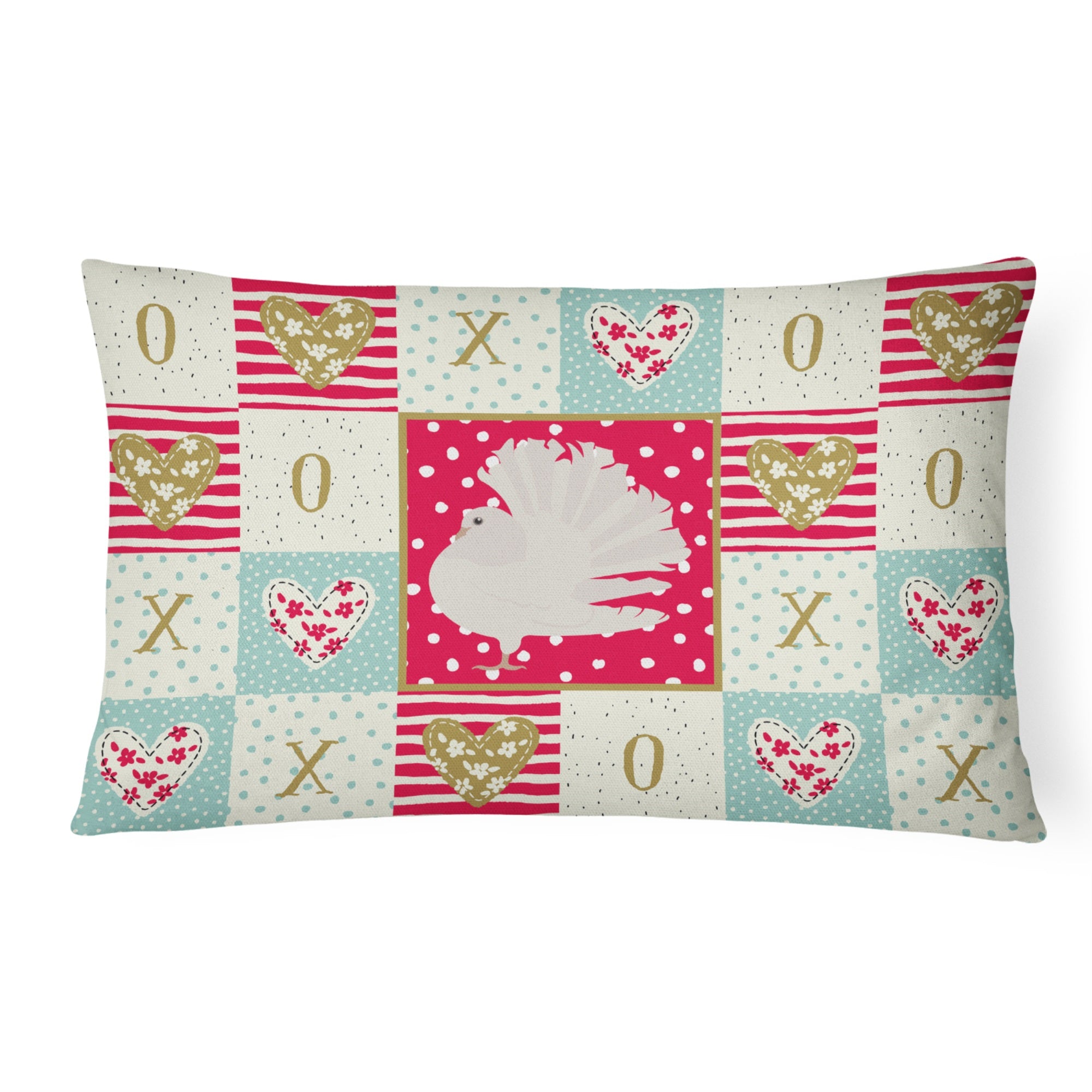 Silver Fantail Pigeon Love Canvas Fabric Decorative Pillow