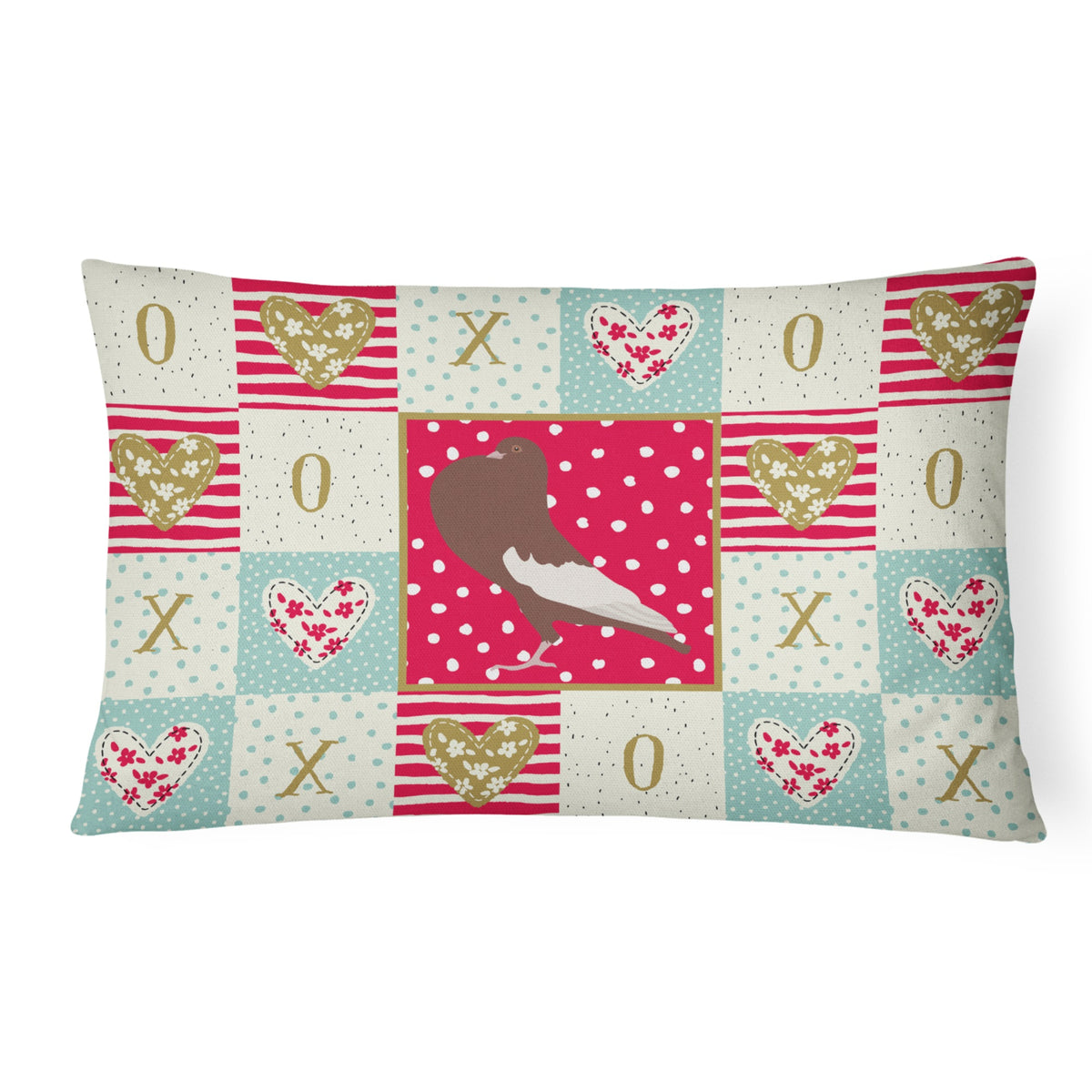 English Pouter Pigeon Love Canvas Fabric Decorative Pillow