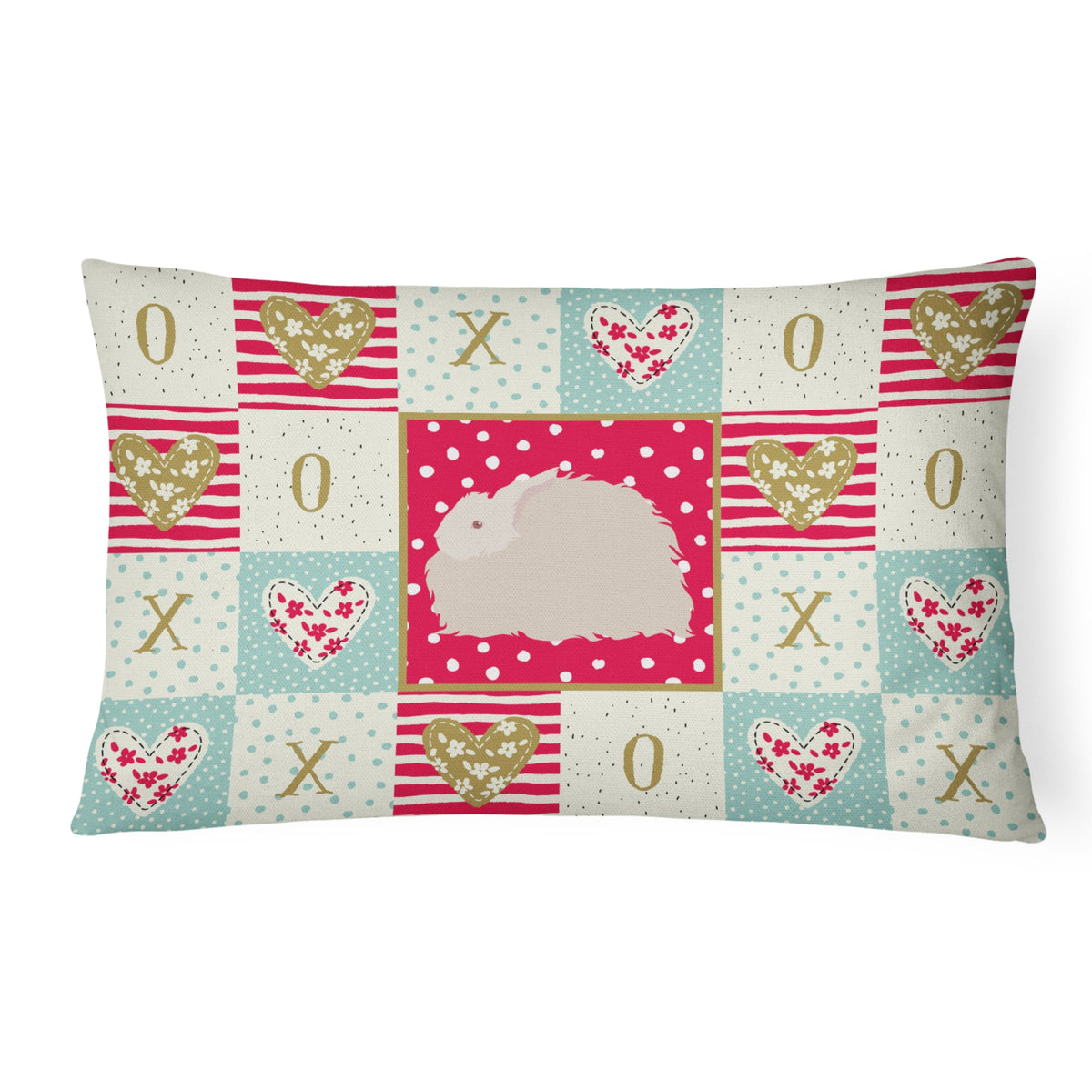 Fluffy Angora Rabbit Love Canvas Fabric Decorative Pillow