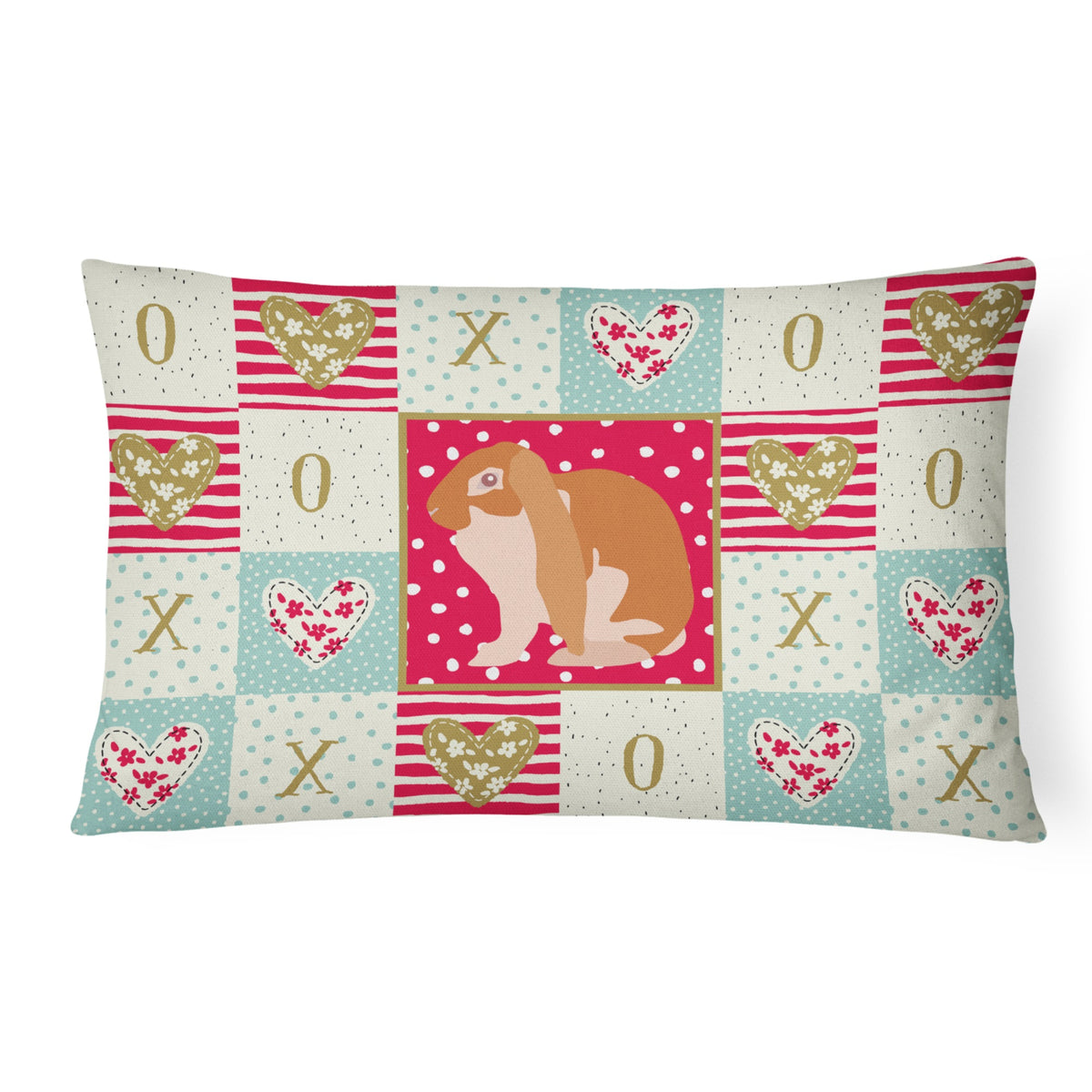 English Lop Rabbit Love Canvas Fabric Decorative Pillow