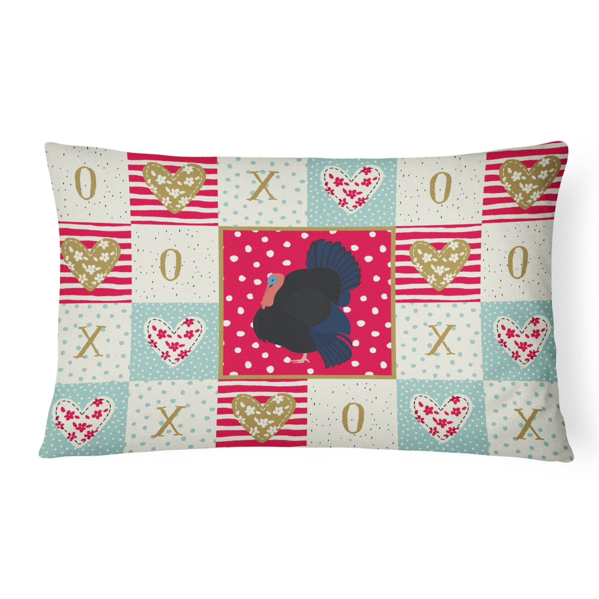 Norfolk Black Turkey Love Canvas Fabric Decorative Pillow