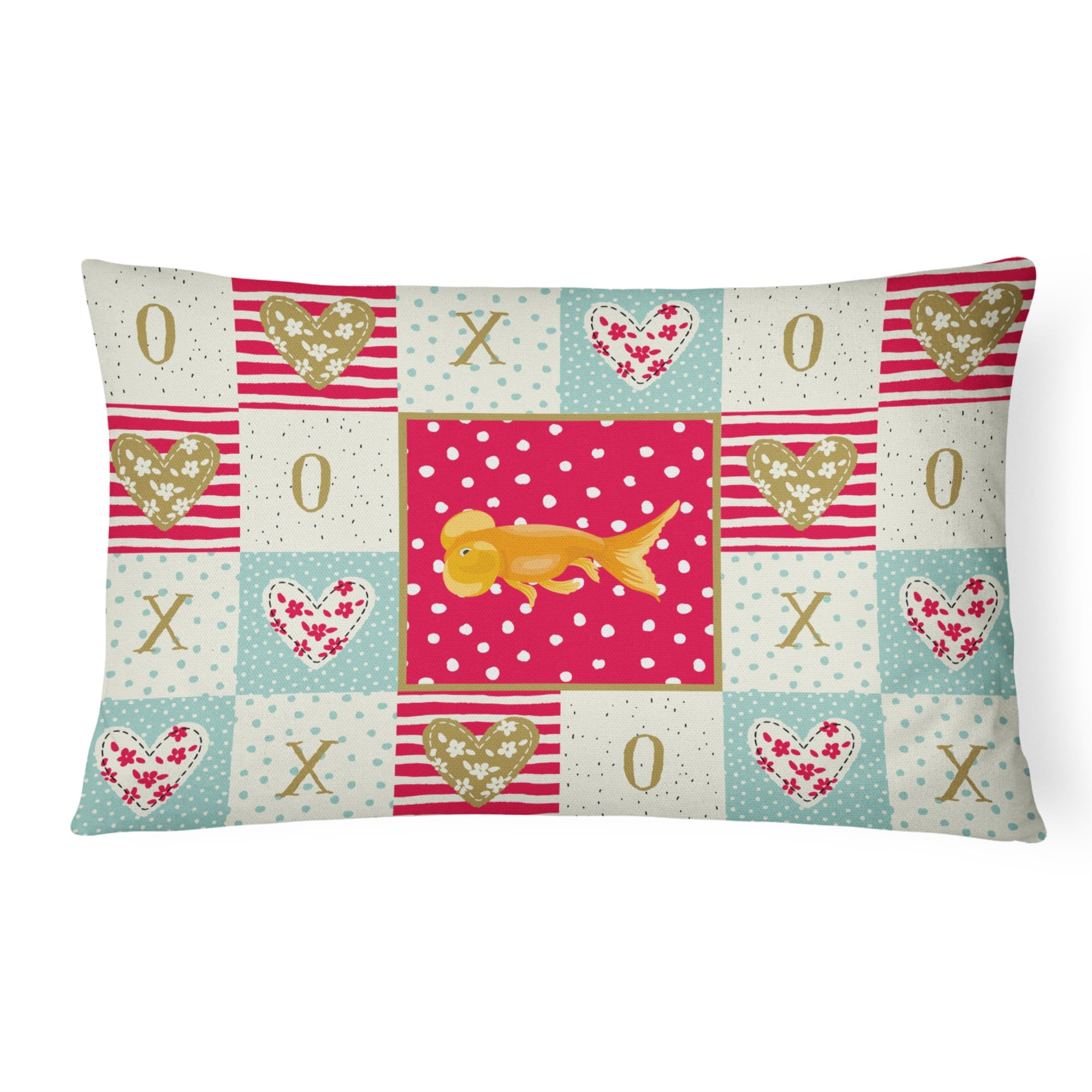 Bubble Eyed Goldfish Love Canvas Fabric Decorative Pillow