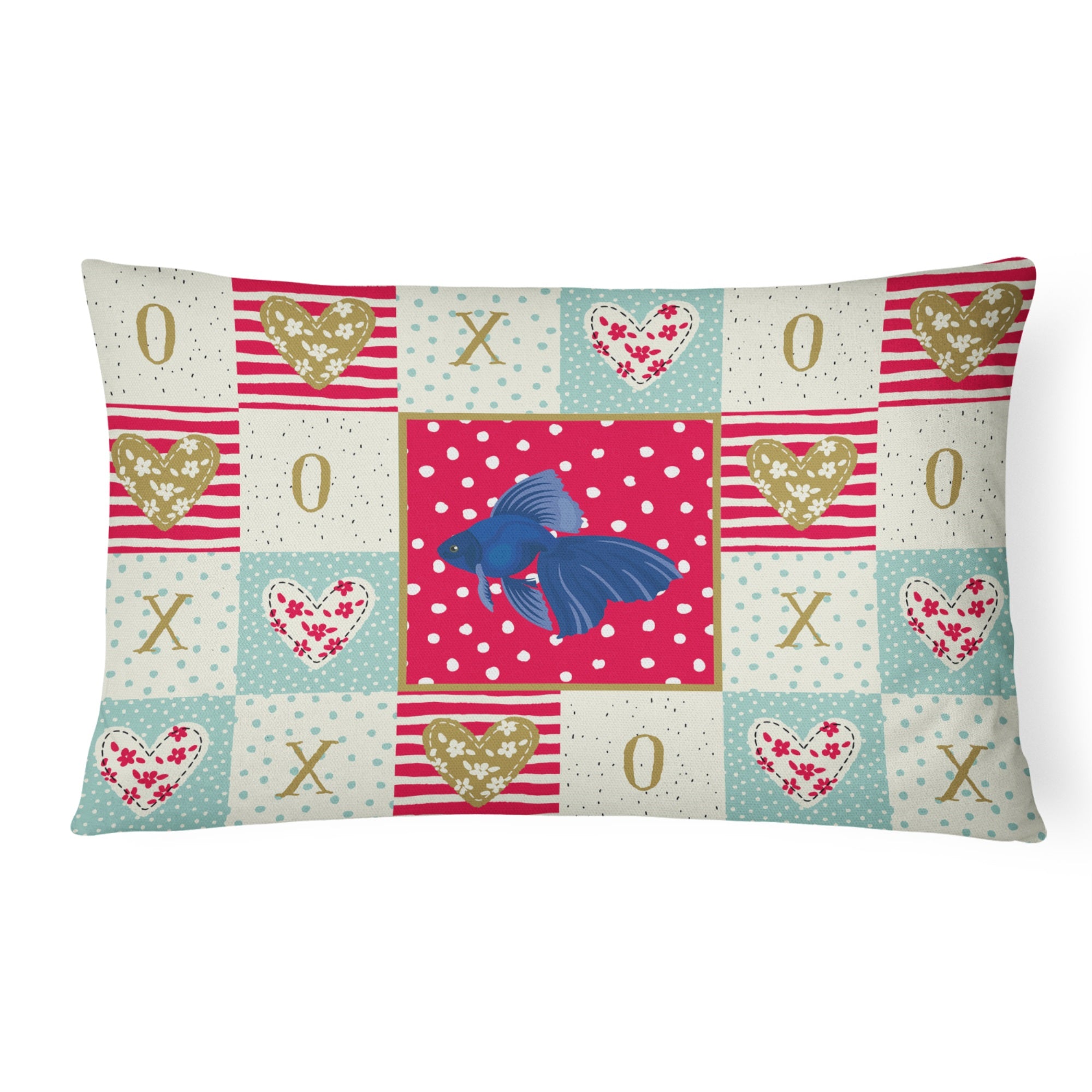 Veiltail Goldfish Love Canvas Fabric Decorative Pillow